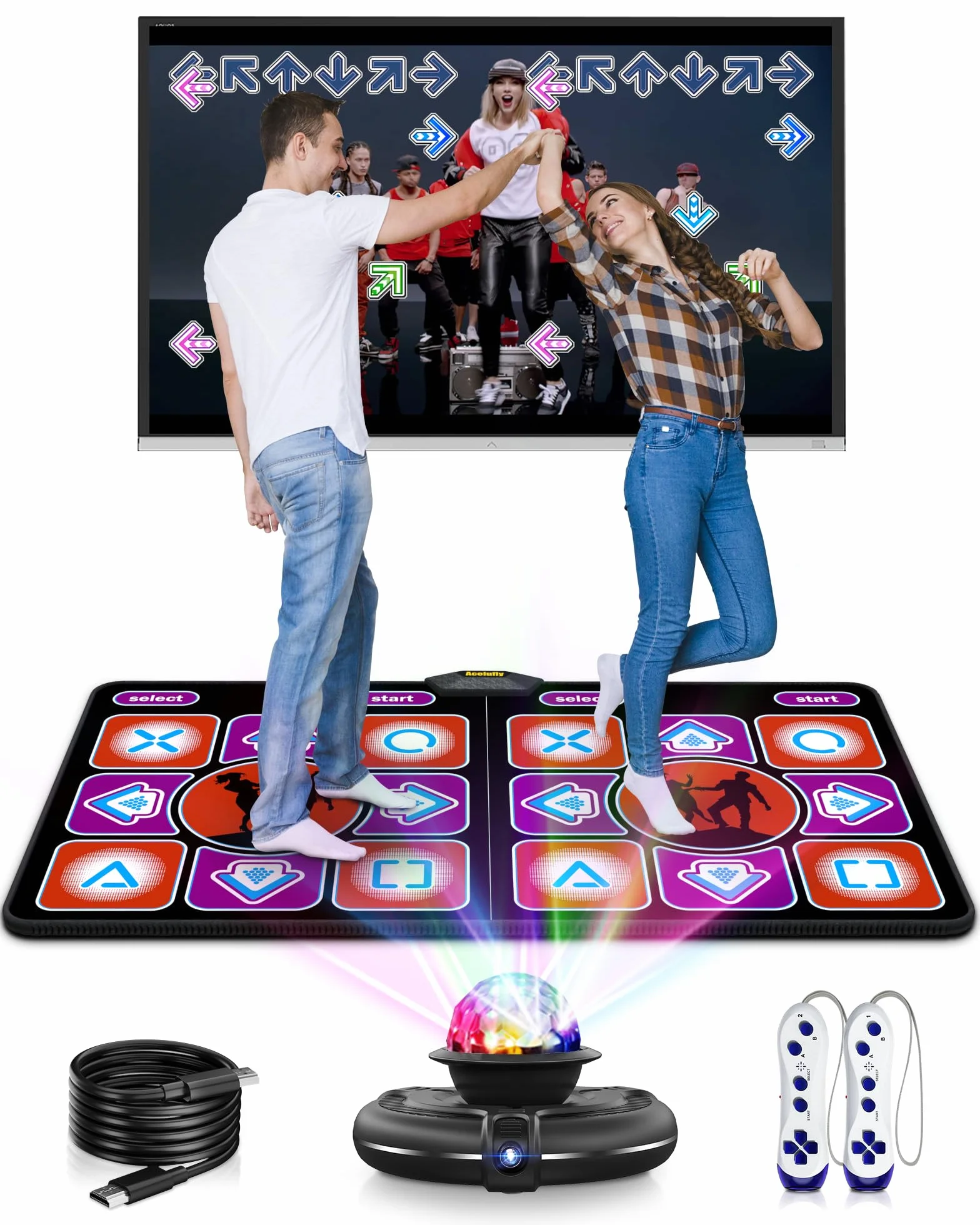 Tappetino da Ballo in Flanella per TV con Fotocamera HD, Antiscivolo per Bambini, Adulti, Ragazze e Ragazzi