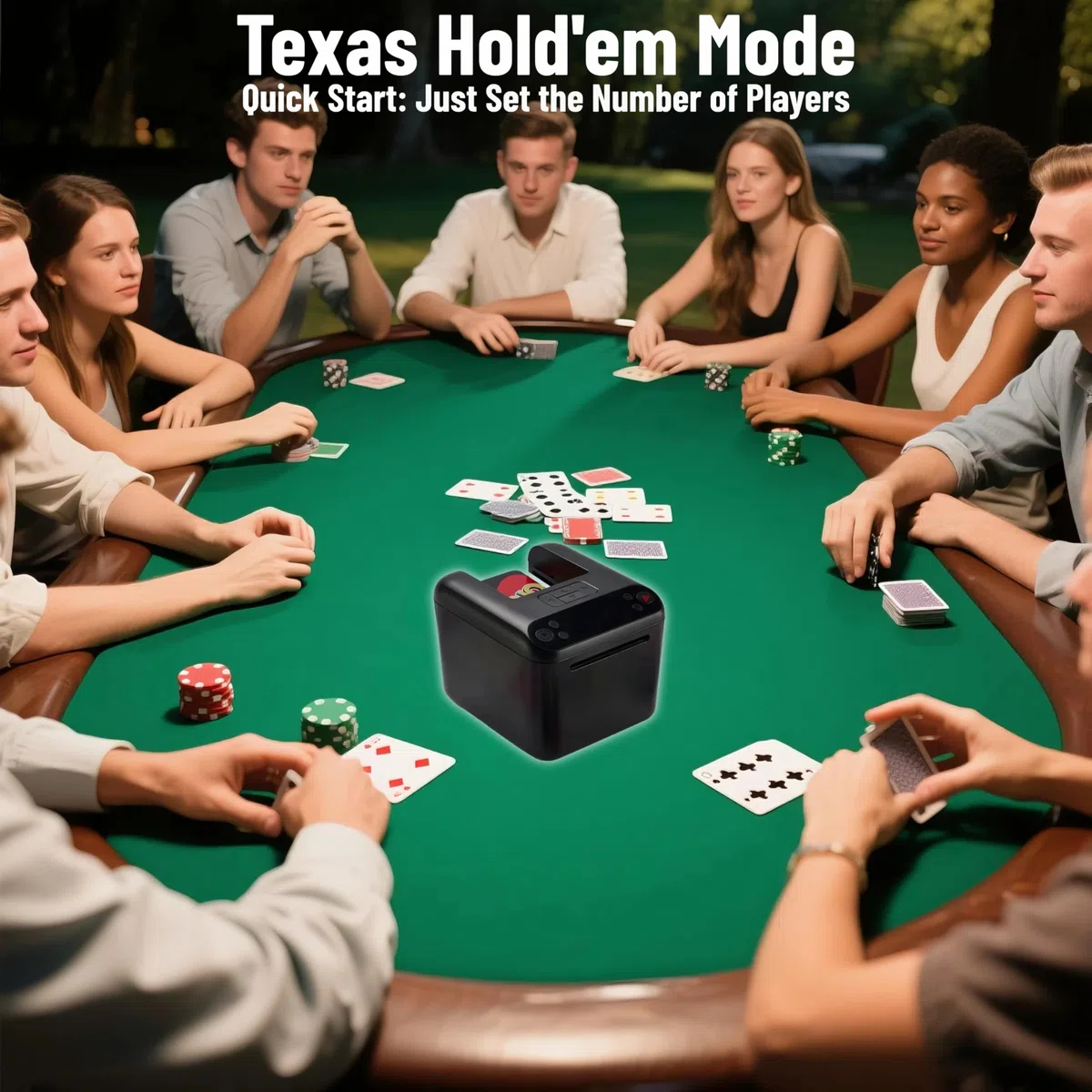 Macchina per la Distribuzione Automatica di Carte Elettrica Poker UNO 3 Mazzi 4 Pulsanti Texas Hold'em