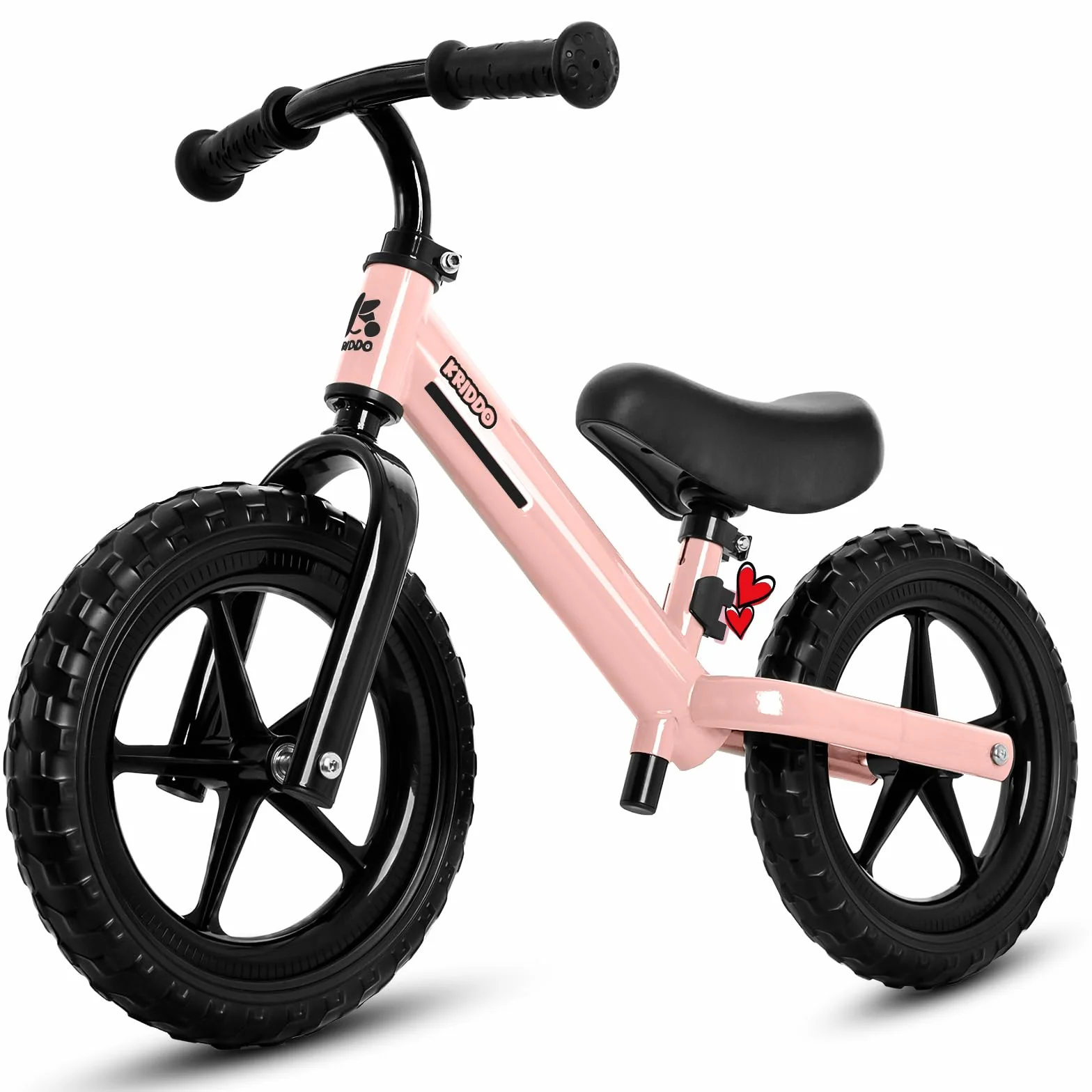 KRIDDO Bicicletta senza pedali per bambini dai 2 ai 5 anni, doppio cuscinetto per una guida più fluida, adorabile piastra, sedile e manubrio regolabili, regalo per bambini dai 2 ai 3 anni
