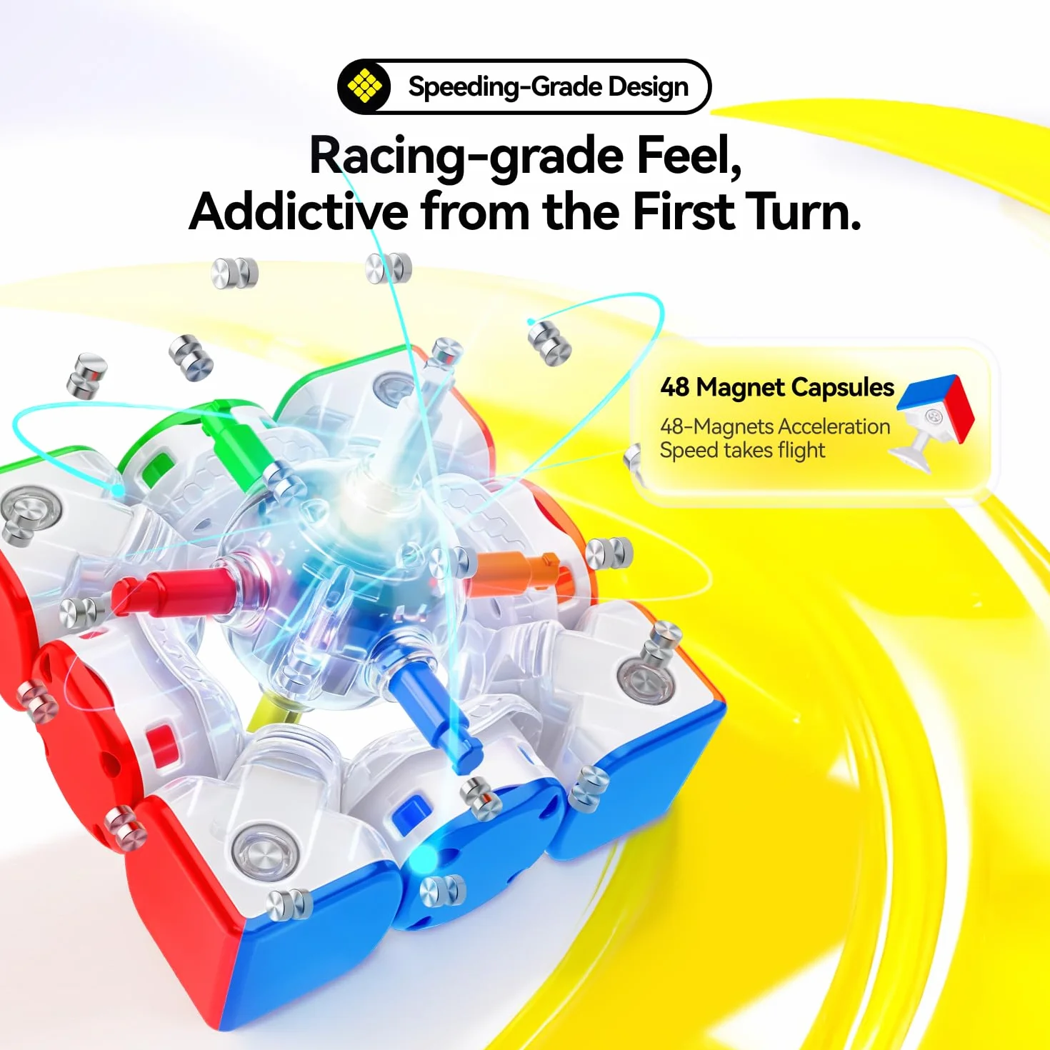 GAN icarry4 Cubo di Velocità Professionale Smart cubo, 48 Magneti Integrati, 150 Ore di Autonomia, App con Dati di Risoluzione e Tutorial Guidati, Ideale per Principianti