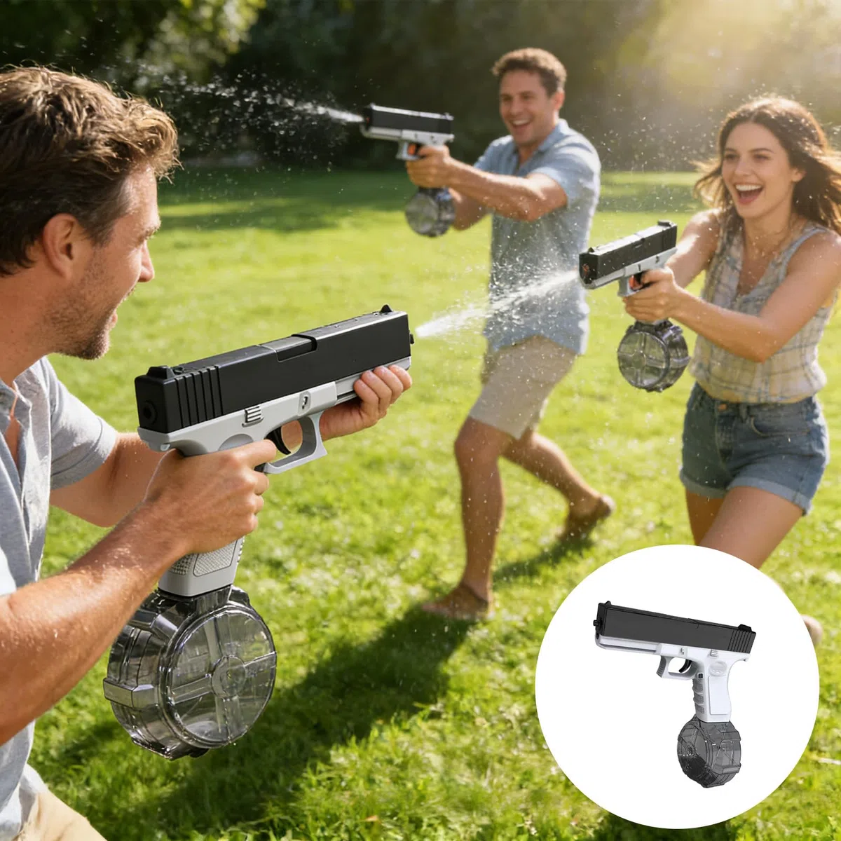 Pistola ad Acqua Elettrica,2 Pezzi Pistole ad Acqua per Bambini,Pistole ad Acqua Potenti a Lunga Distanza,Water Gun,Pistola ad Acqua Giocattolo,per Spiaggia,per Bambini e Adulti