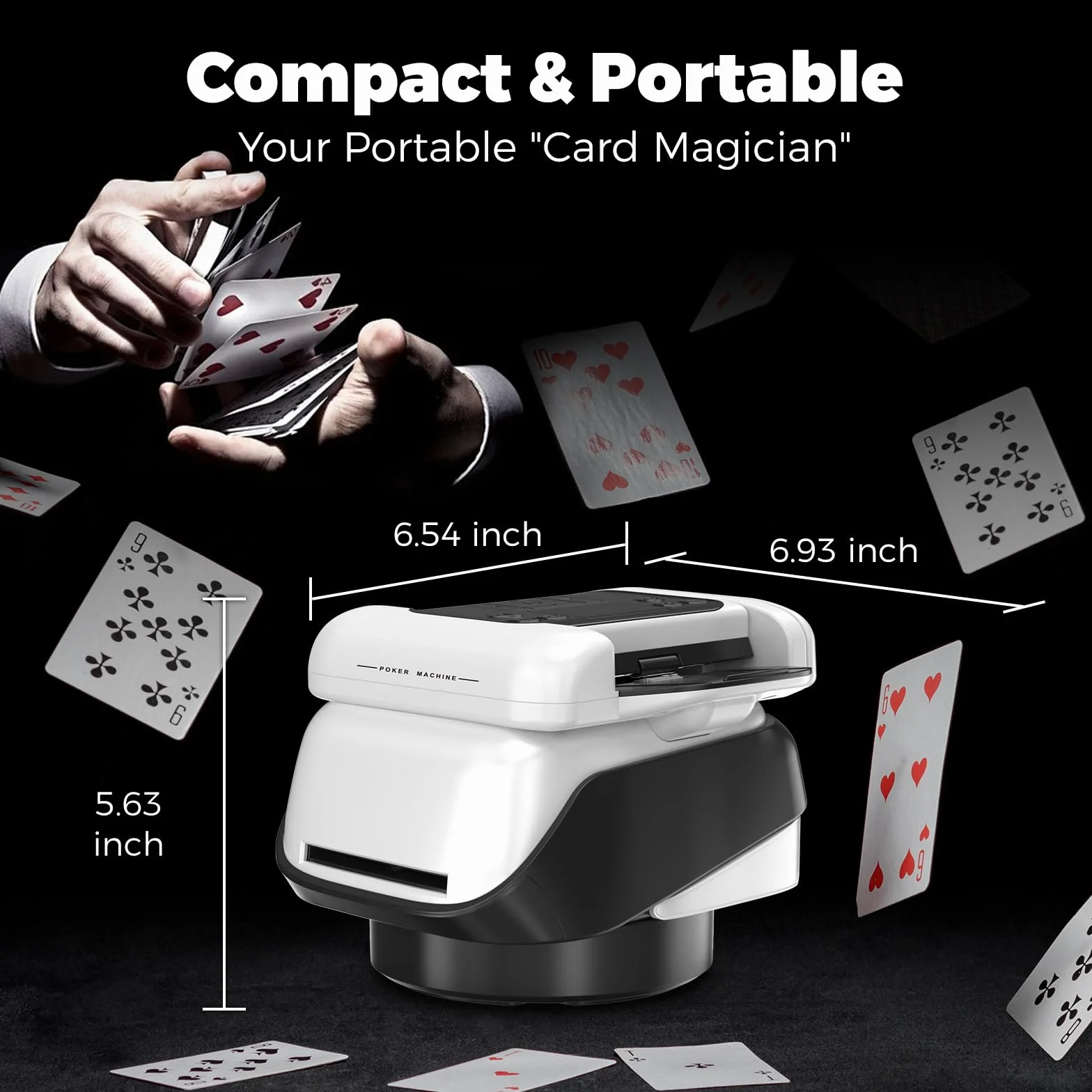 Trasmettitore automatico di carte e mixer per carte con funzione di rotazione a 360°, allocazione personalizzabile per molti giocatori, angolo di uscita versatile, compatibilità (nero)