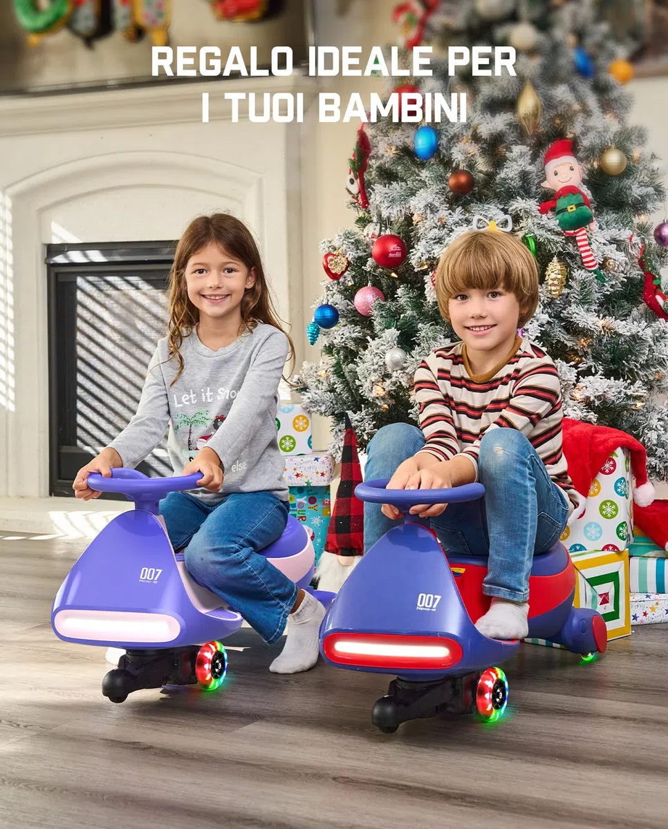 FanttikRide 12V N7 Pro Macchina Elettrica per Bambini 2 in 1, Ricarica USB-C, Bluetooth, Rosso e Blu