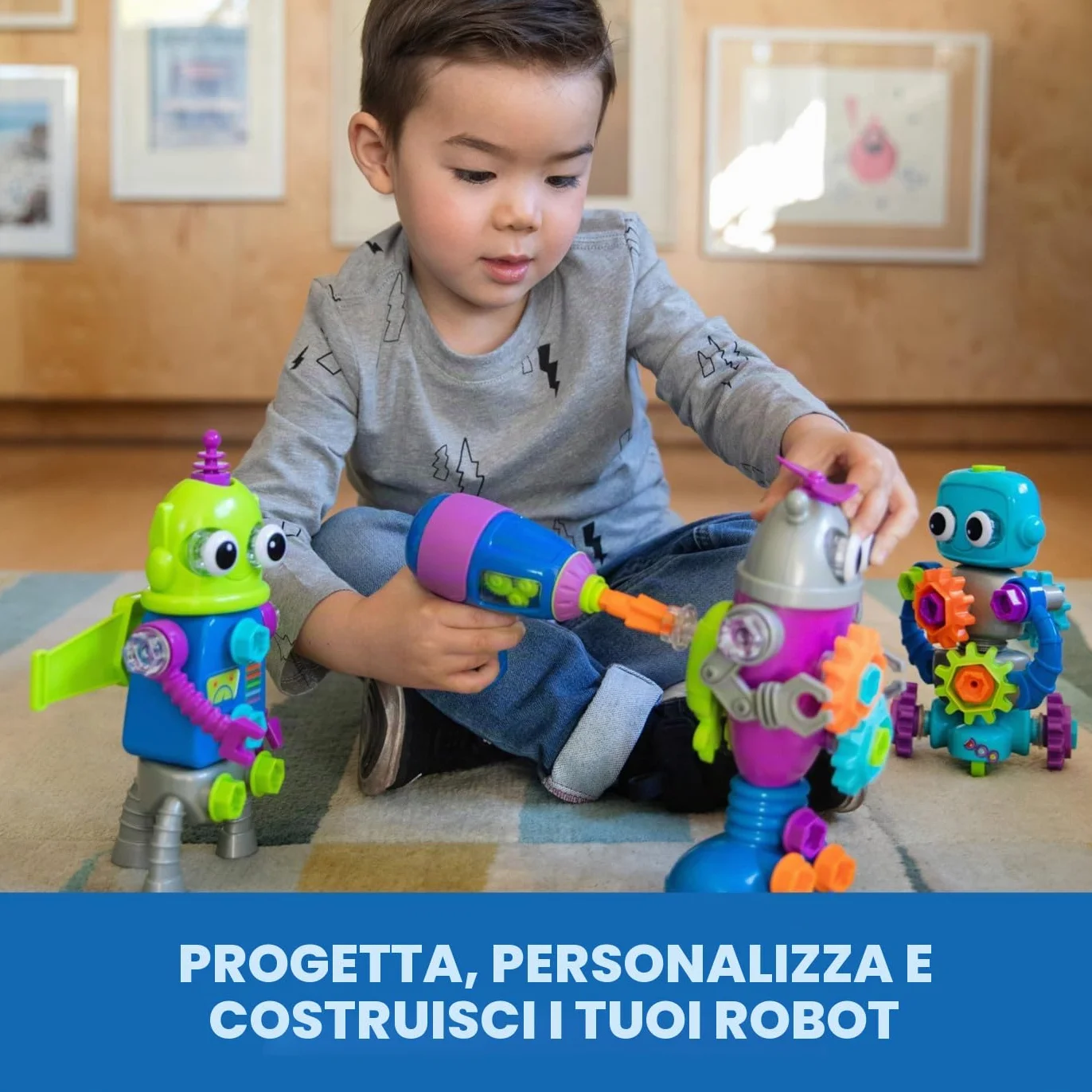 Learning Resources Design & Drill Laboratorio di Progettazione e Trapano Robot, Giocattoli robotici per Bambini e Bambine di 3 Anni, Giocattolo STEM, Giocattolo da smontare con Trapano da Lavoro