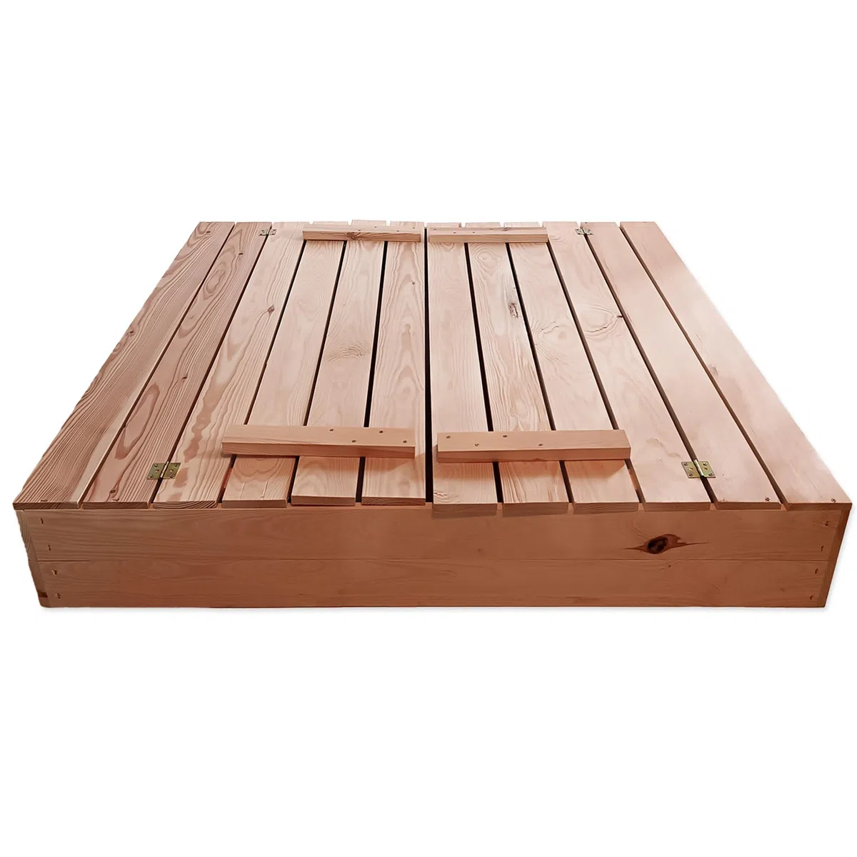 MG Design Sabbiera in legno 120 x 120 cm – con panchine pieghevoli e coperchio, sabbiera da giardino per bambini, sandbox legno esterno