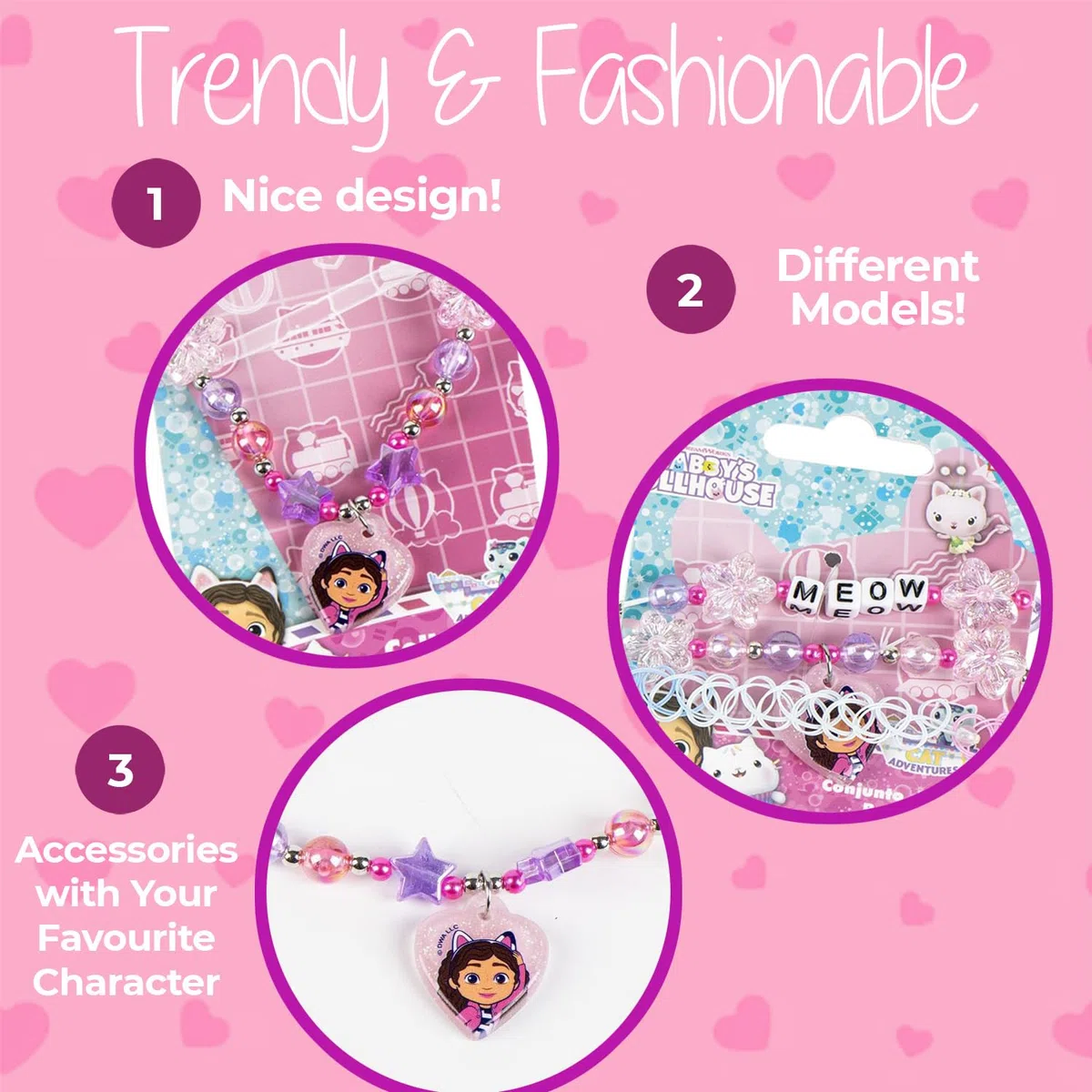Gabby's Dollhouse – Kit gioielli per bambini (collana + braccialetti) – Set di accessori Gabby Gatto – Gioielli fantasia bambino – idea regalo ragazza