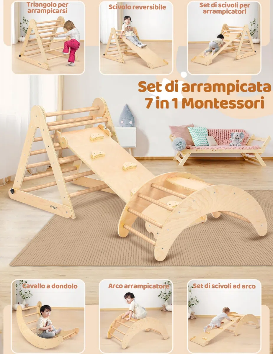 YOLEO Triangolo di Arrampicata Pieghevole per Bambini con Scivolo ad Arco