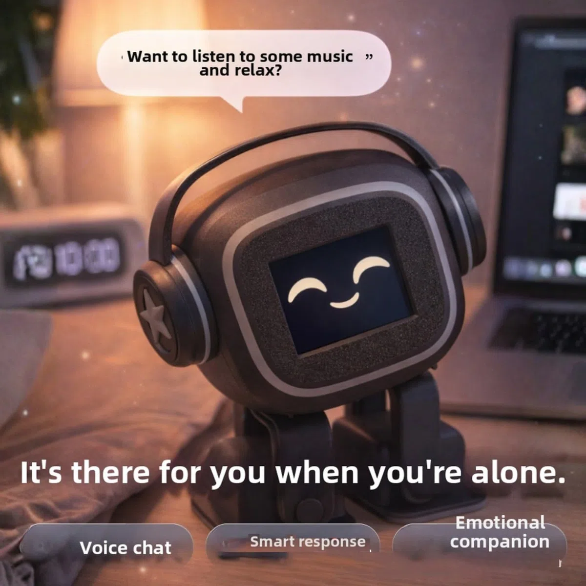 Robot Chatbot AI con interazione emotiva, controllo vocale, canto e danza per casa (nero)