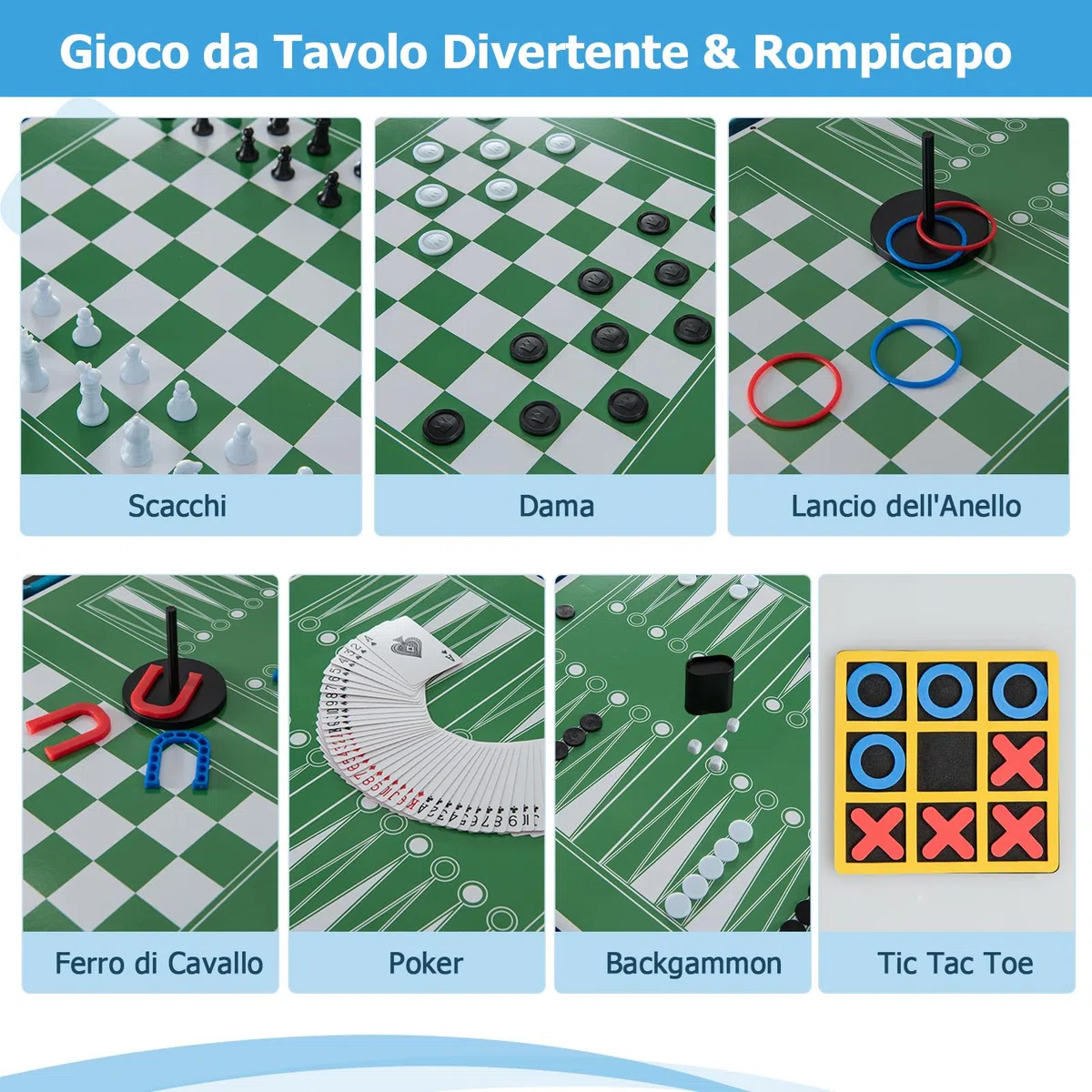 GYMAX Tavolo da Gioco 14-in-1, Combo Tavolo da Gioco con Basket, Biliardo, Calcetto, Ping Pong, Hockey, Shuffleboard, Bowling, Scacchi, Dama, Backgammon, Tris per Feste, Sala Giochi