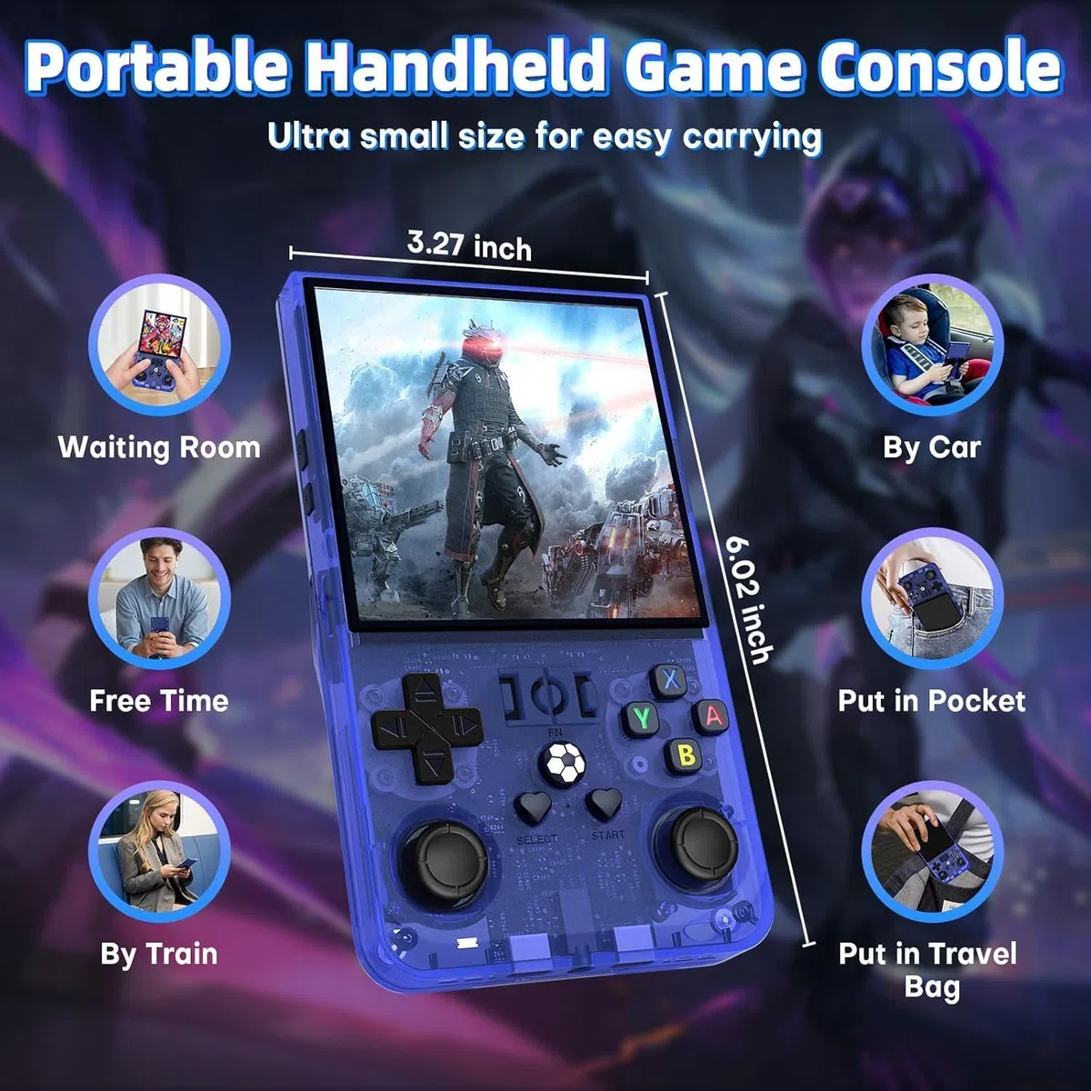 Console da Gioco Portatile Retro R36MAX, Console per Giochi Retro con Schermo IPS HD da 4,0 Pollici, Console Video con Batteria da 4000 mAh e Oltre 30 Emulatori Principali, Blu