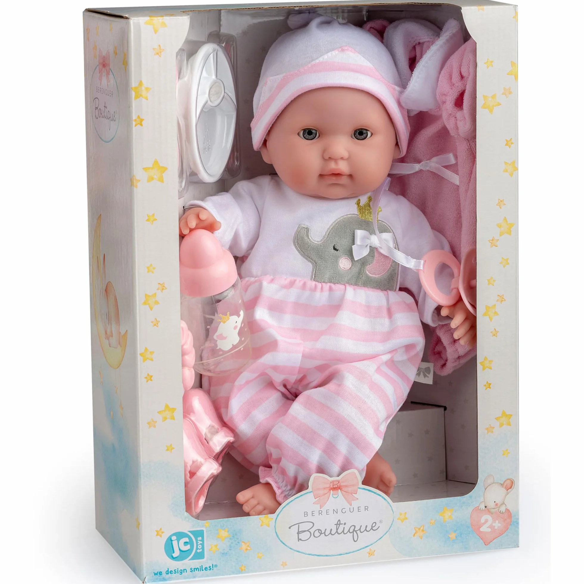 JC TOYS – Berenguer Boutique Bambola neonato naturale, 38 cm, corpo morbido, con accessori Il vestito può cambiare