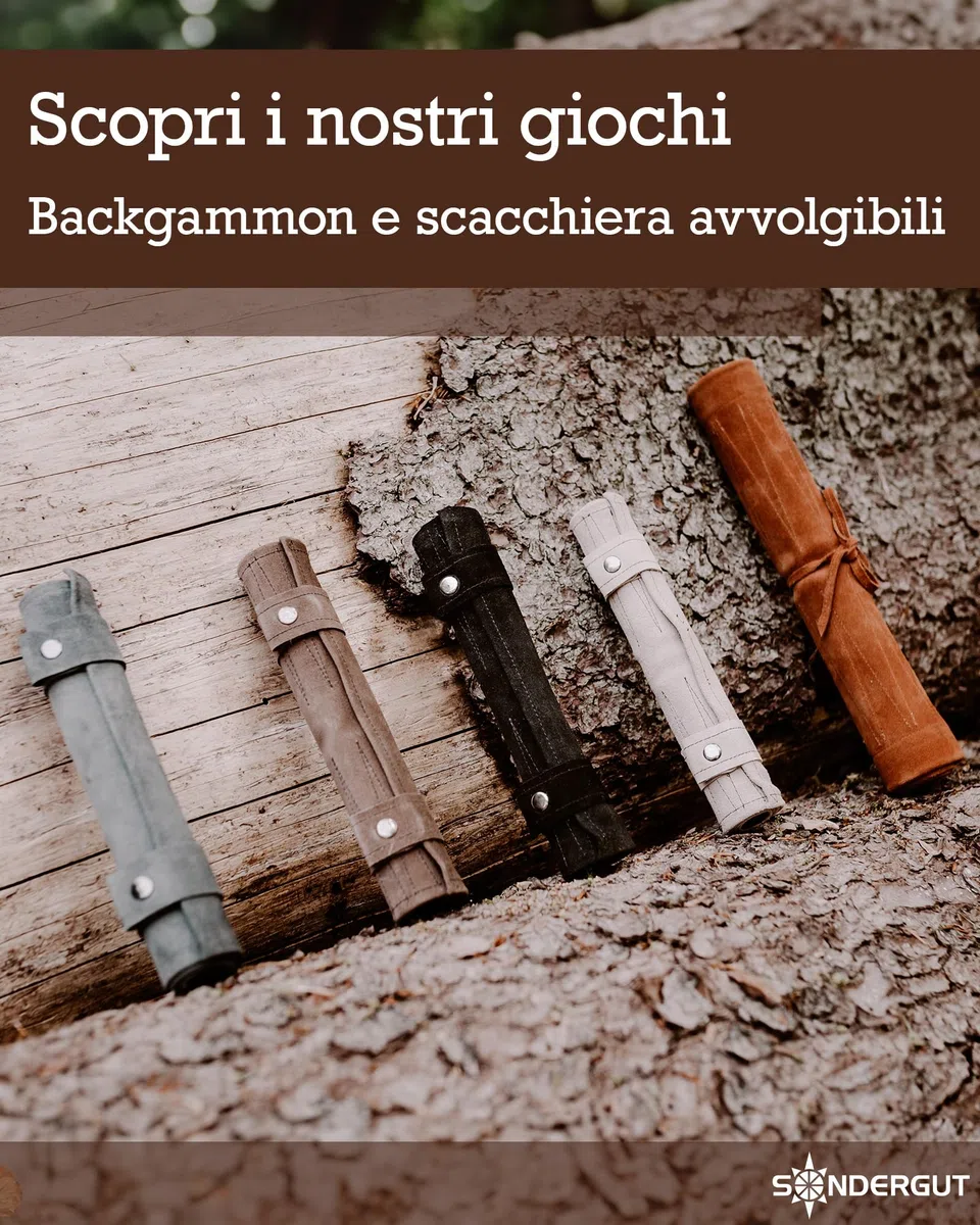 Sondergut Backgammon gioco da tavolo Mocca - Avvolgibile, in 100% pelle - L'originale dal 1998 - Perfetta idea regalo per gli appassionati del campeggio e dei viaggi - 25x34cm