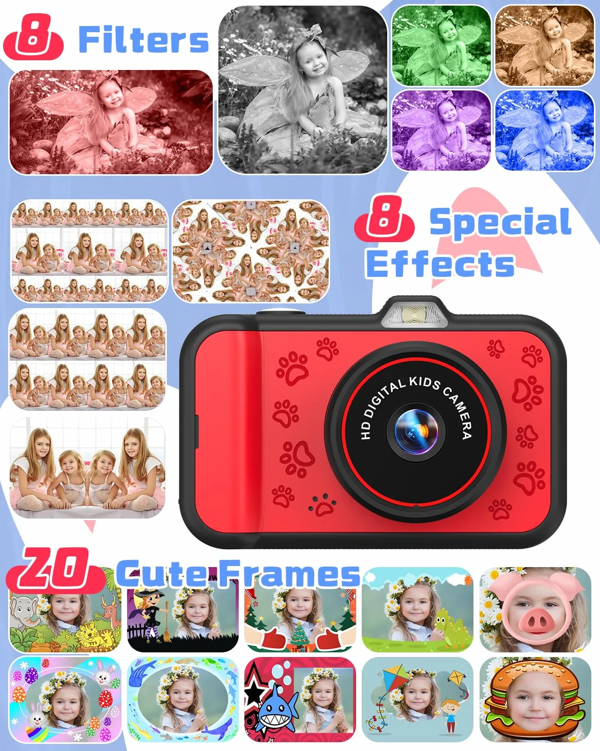 Macchina Fotografica Bambini,Usteetic 3,5” Grande Schermo 1080P Fotocamera Digitale Bambini con 360° Obiettivo Zoom LED Flash 32GB TF Scheda,Regalo di Natale Giocattolo per 3 4 5 6 8 7 9 10 11 12 Anni