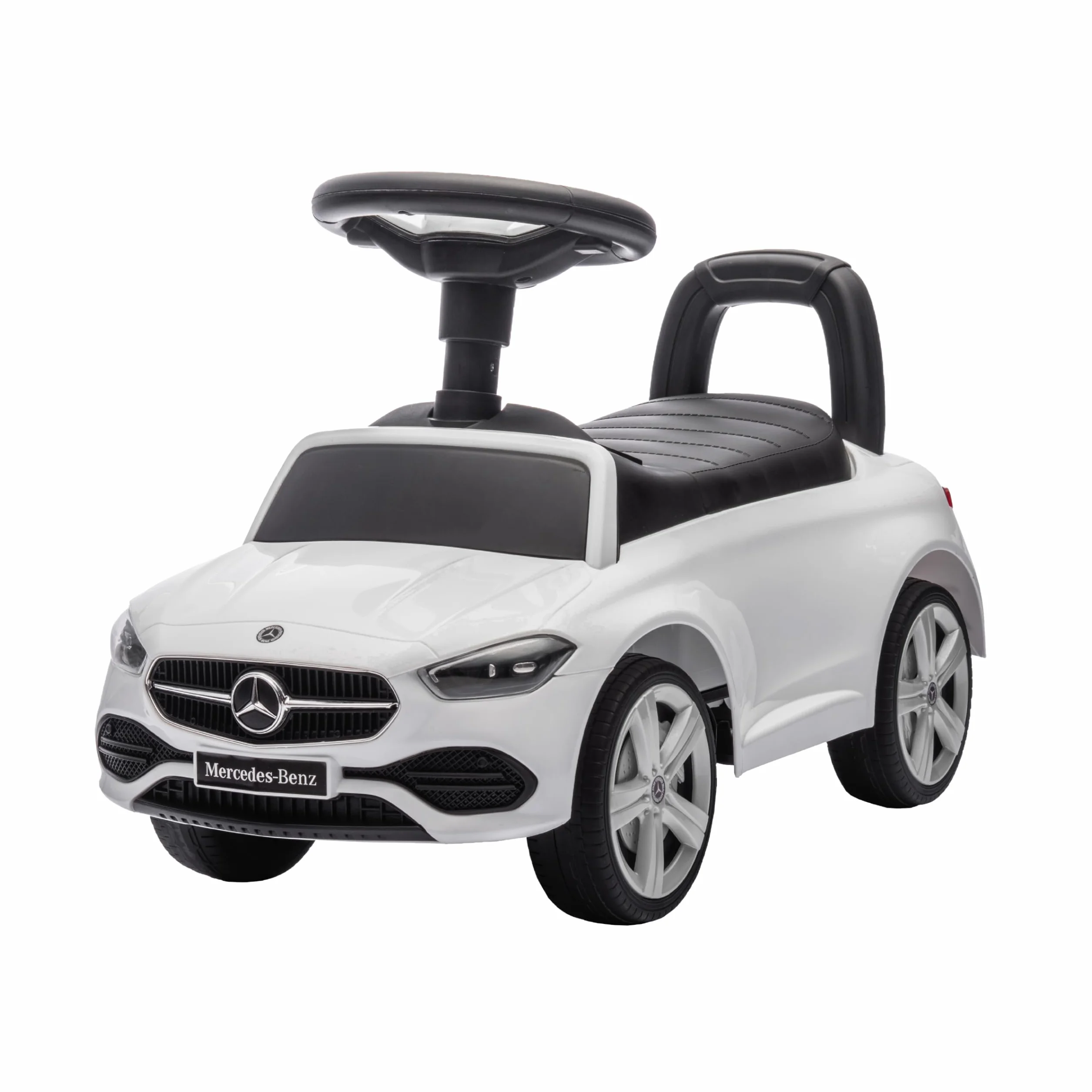Baroni Toys Mercedes Ride-On Macchinina Spingi e Vai per Bambini 1-4 Anni, Fari LED, Suoni Realistici, Ruote Antiscivolo, Vano Portaoggetti, Design Antiribaltamento 65x28x39 cm Bianca
