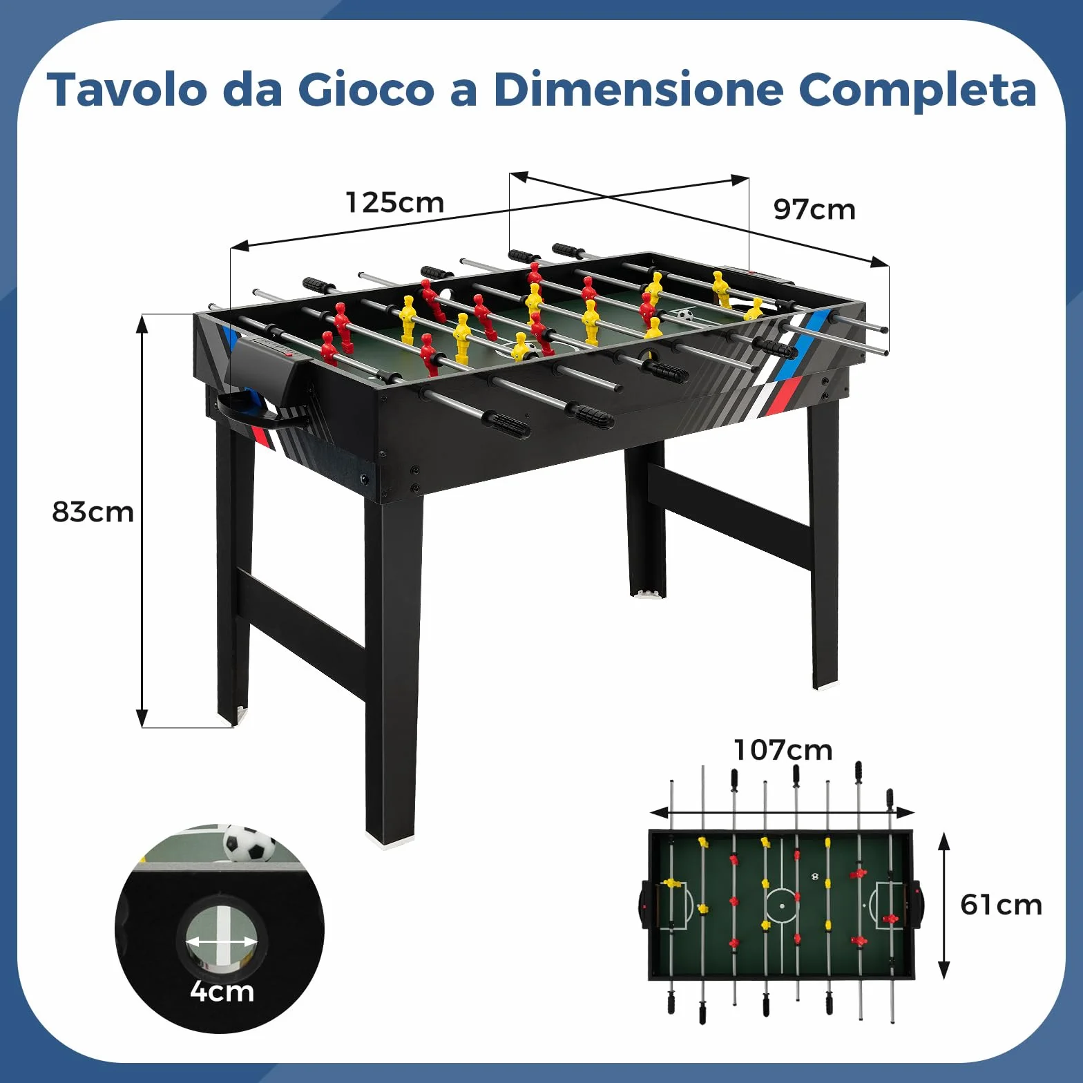 COSTWAY 4 in 1 Tavolo Multigioco, Calcio Balilla/Tavolo da Biliardo/Ping Pong/Air Hockey, Calcetto Multigioco Impilabile per Casa Feste Bar, 125x97x83 cm