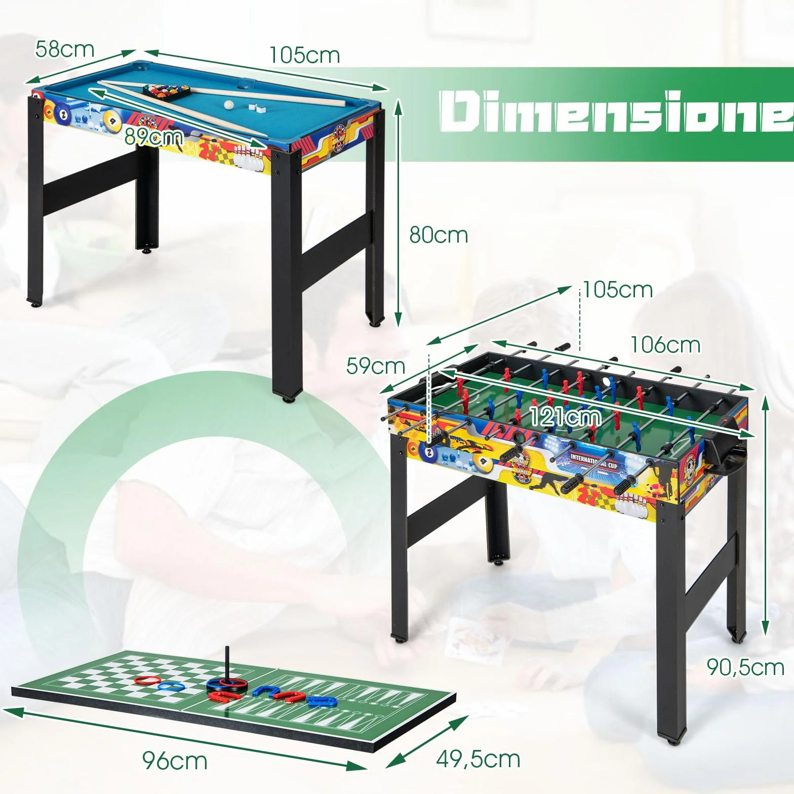 RELAX4LIFE 12 IN 1 Tavolo da Gioco Multifunzionale, Set da Tavolo Multigioco Calcio Balilla Ping Pong Air Hockey Scacchi Bowling, per Casa Ufficio Bar