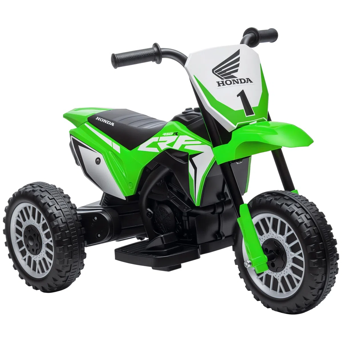 Moto da Cross Elettrica per Bambini HOMCOM Licenza Honda CRF450RL 3 Ruote 71x40.5x43.5 cm Verde