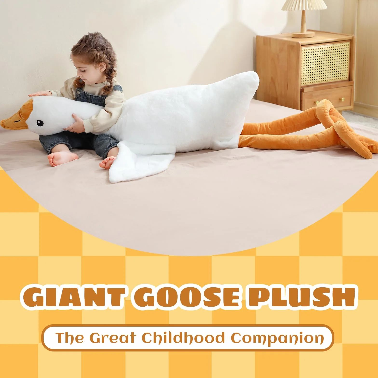 Peluche d'oca gigante da 130 cm, XXL, morbido e morbido peluche d'oca, grande anatra di peluche, per il compleanno dei bambini