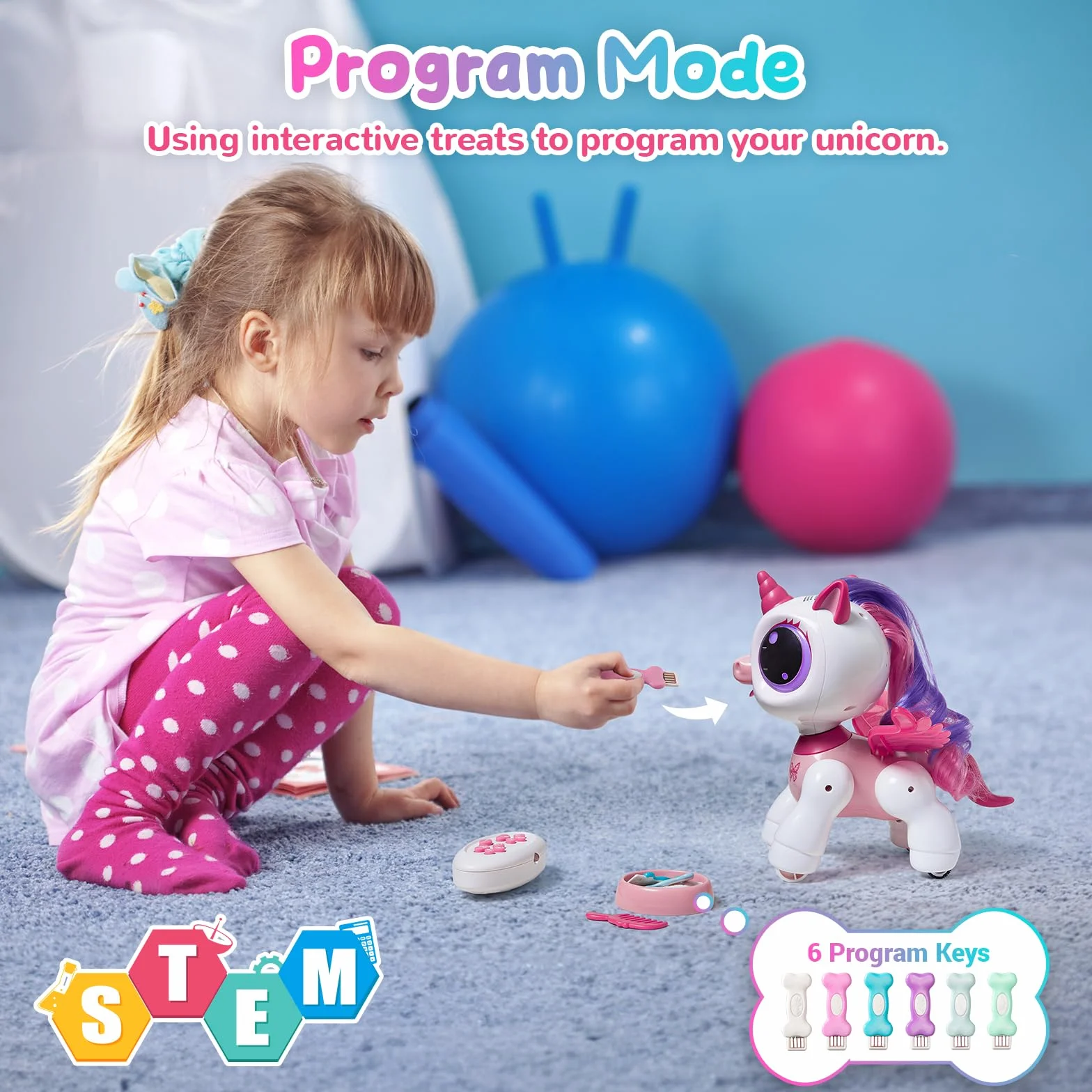 SGILE Unicorno Bambina Regalo per Bambina 3 3 4 5 6 7 Anni, Telecomando Robot Sensore di Gesto Intelligente Danza Musica Occhi LED Giocattoli, Rosa