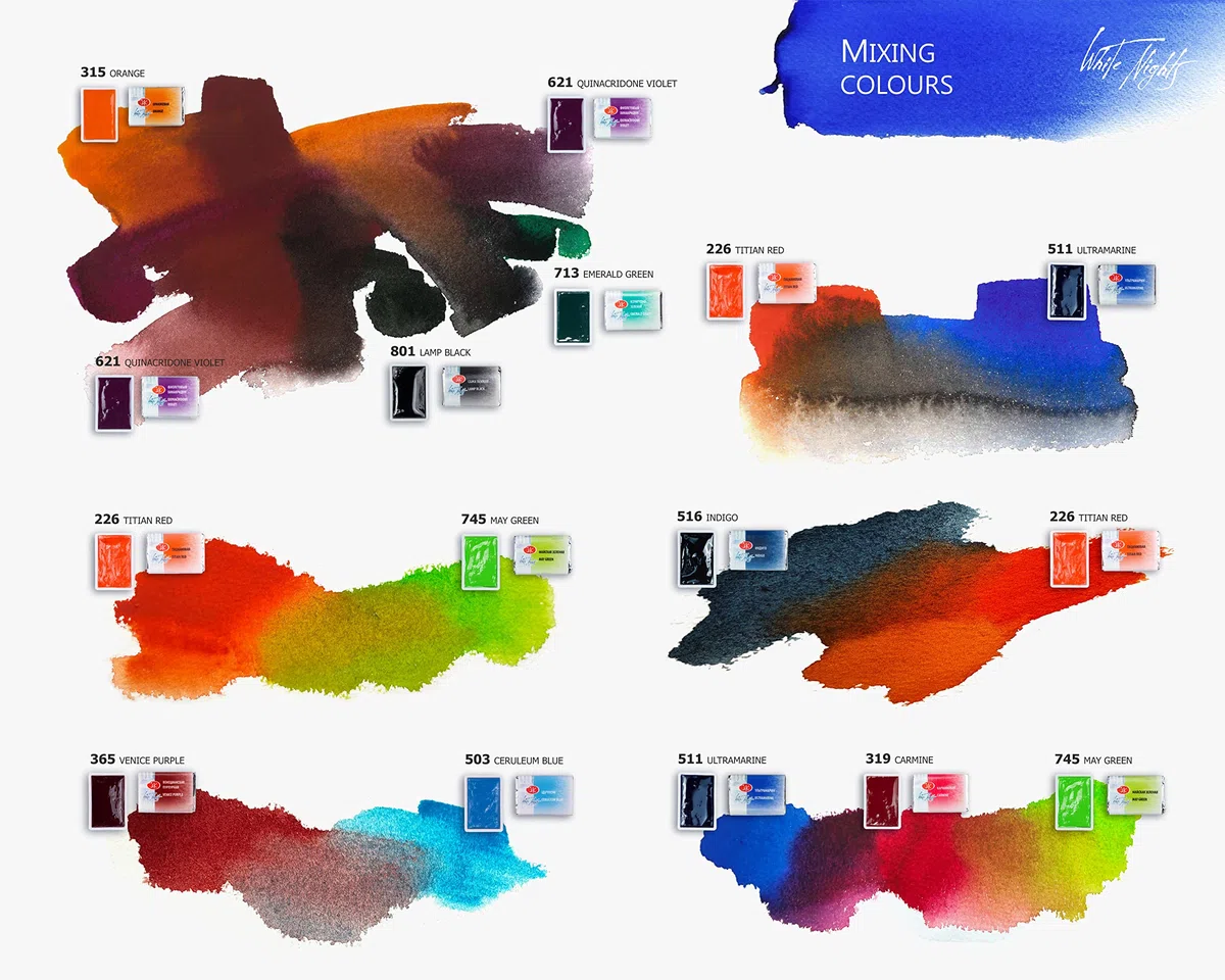 Honsell White Nights - Set di acquerelli per artisti, 35 colori in una custodia in metallo