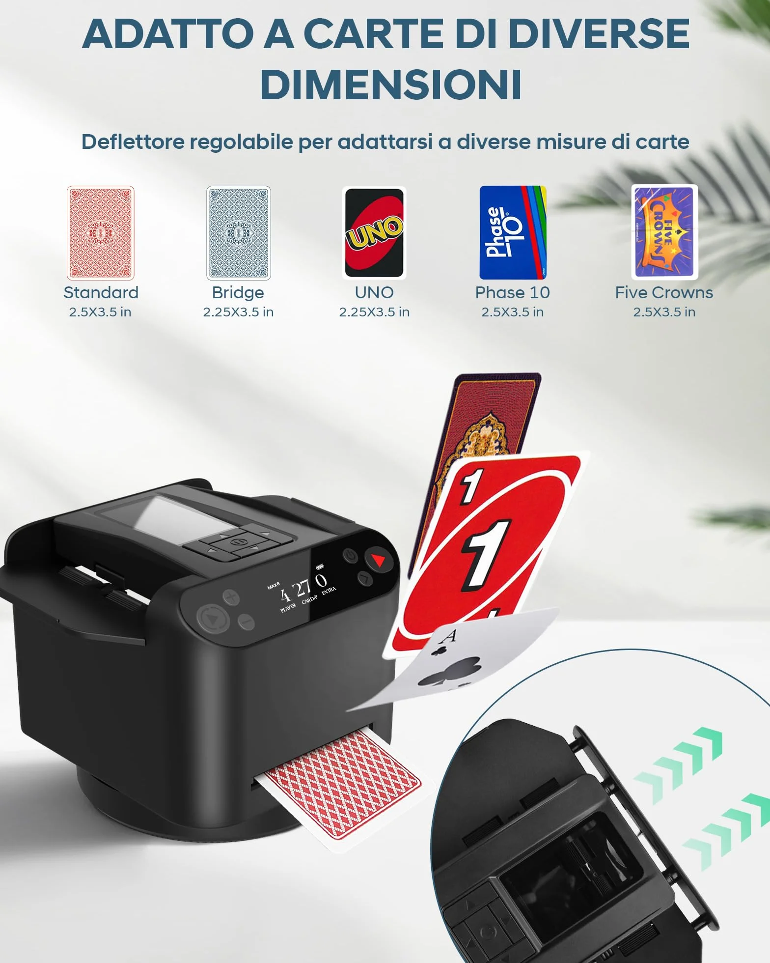 Mescolatore e Distributore Automatico di Carte – Rotazione 360° per 1–2 Mazzi, 2–12 Giocatori con 4 Telecomandi | Modalità di Gioco Integrate, Ricaricabile & Silenzioso per Poker, UNO, Phase 10 (Nero)