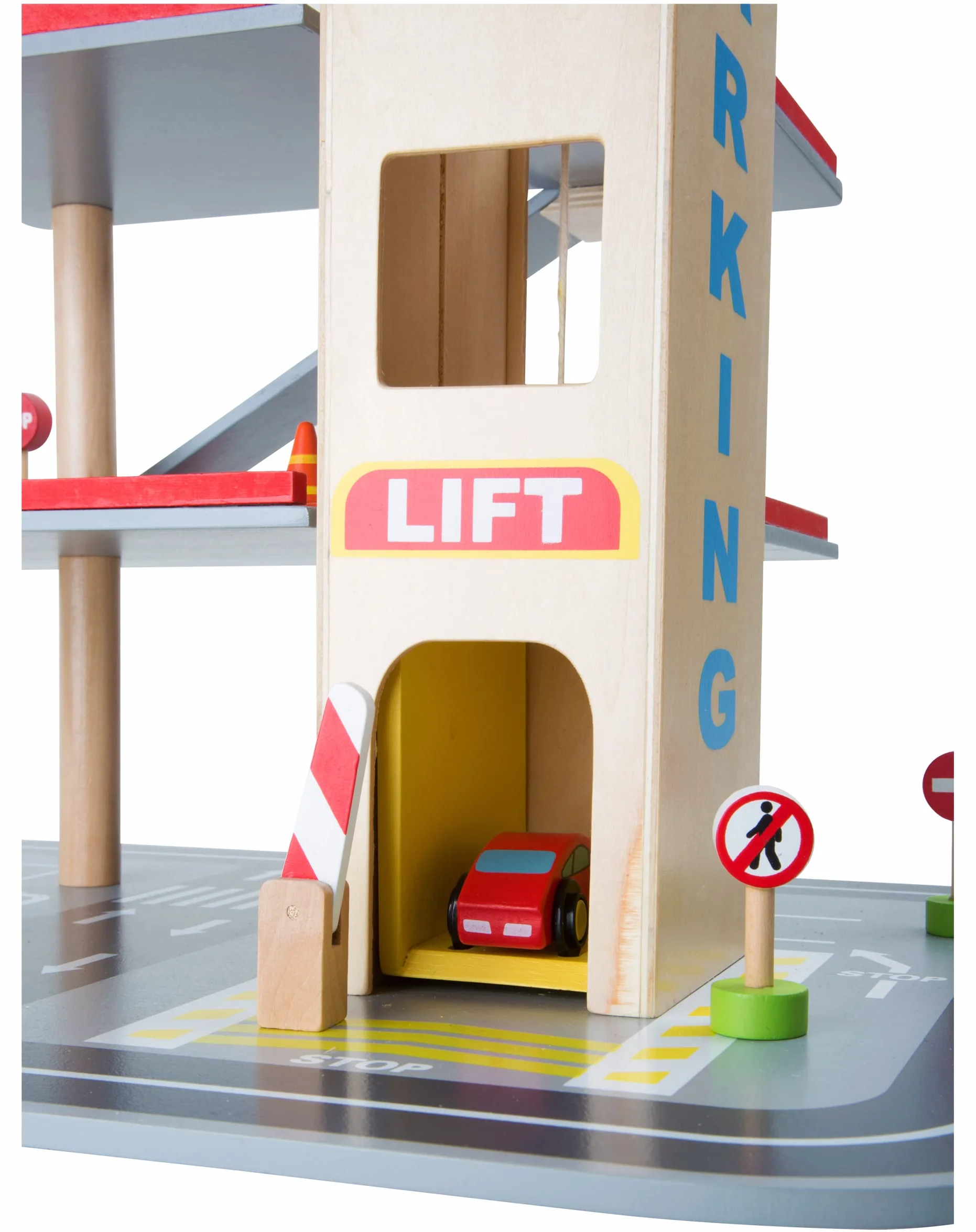 4777 Parcheggio "Discesa rapida" small foot in legno, a 3 piani, ascensore e piazzola di atterraggio per elicotteri, da 3 anni