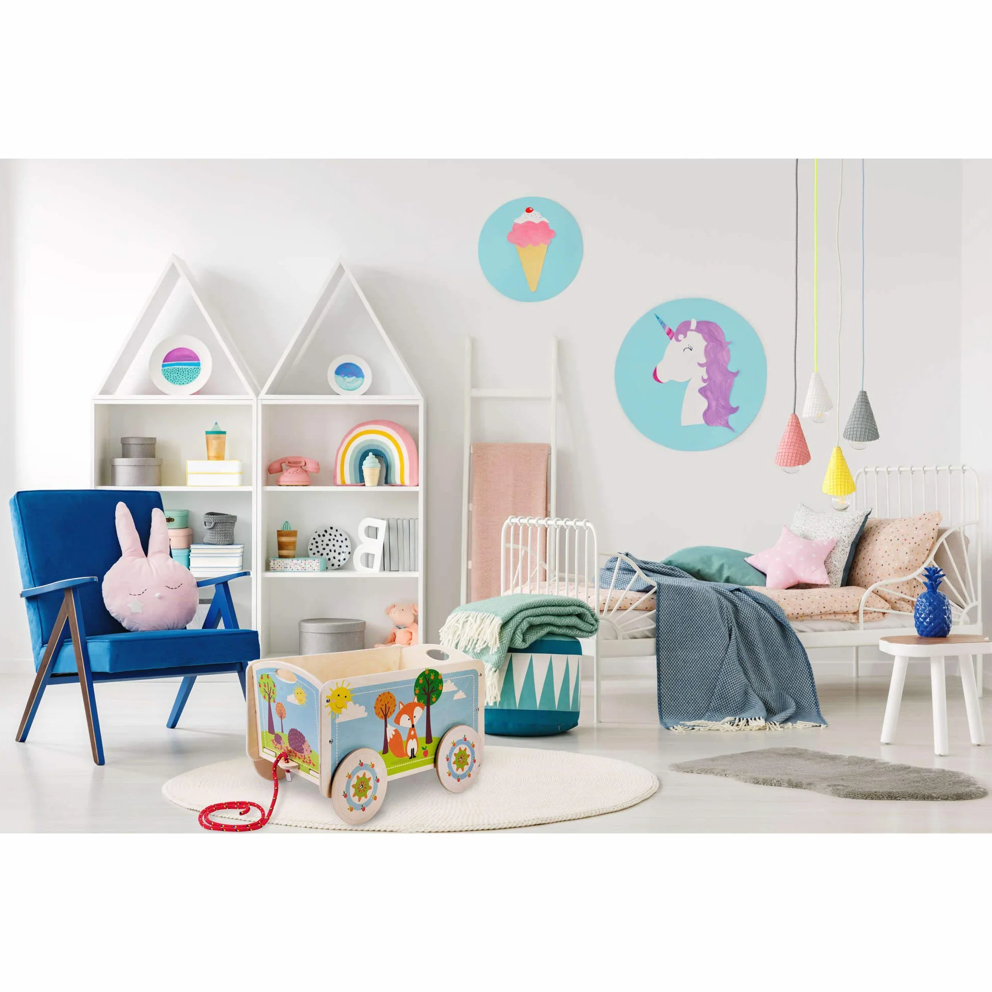 Dida - La Volpe: Carretto Trainabile in Legno, Porta Giochi con Ruote per Bambini 2-4 Anni, Giochi Educativi Metodo Montessori, Stimolante e Divertente