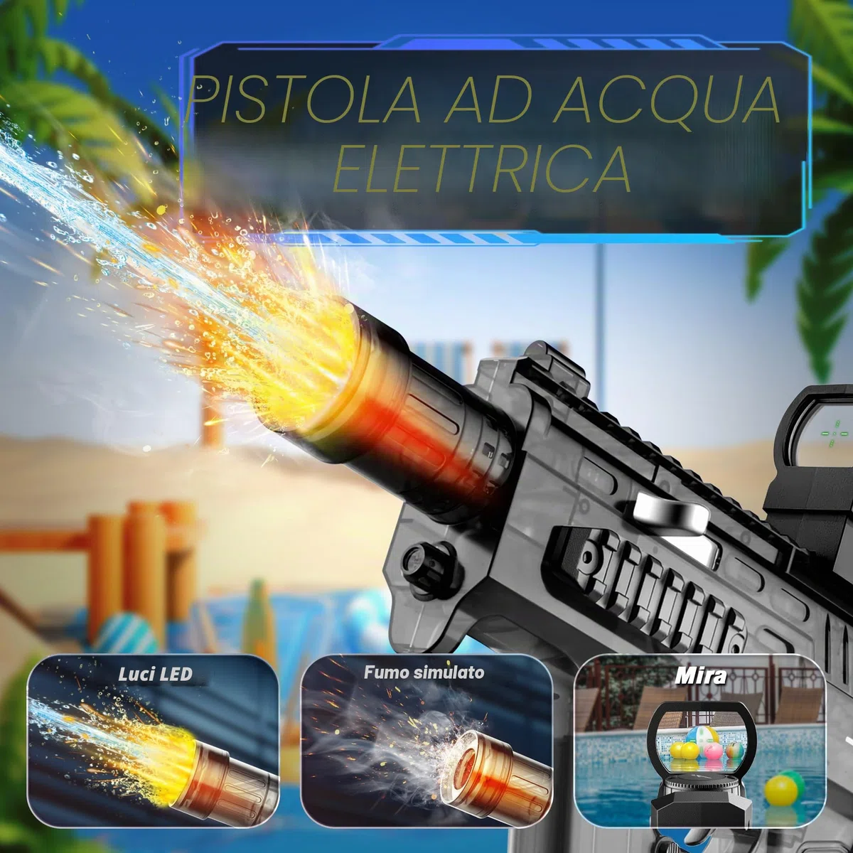 Pristar Pistola ad Acqua Elettrica 730 ml per Adulti e Bambini - Automatica Potente a Lunga Gittata 8-10 metri per Battaglie d'Acqua in Piscina, Spiaggia e Giardino