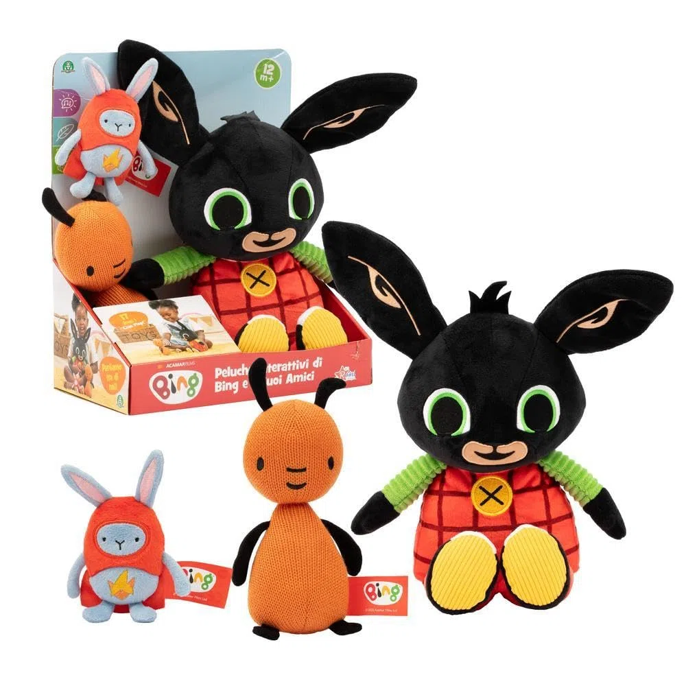 Bing Peluche Personaggi Flop Hoppity, 2 modalità di gioco Inglese e Italiano, Pupazzi morbidi interattivi, Bambini 0 Mesi+