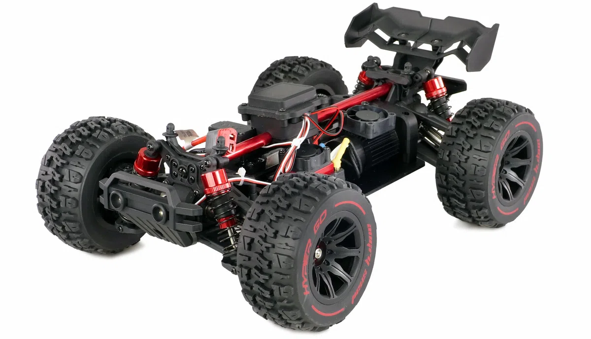 Amewi Hyper GO Truggy brushless 4WD 1:14 RTR nero incl. Wheelie-Bar, pezzi di ricambio, corpo dorato RC telecomandato