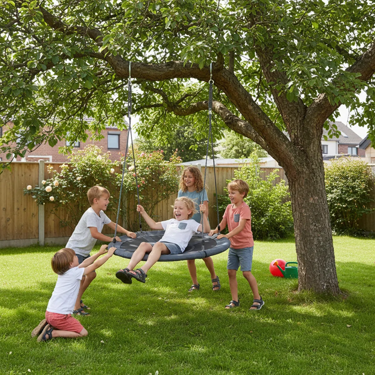 Relaxdays Altalena Nido XXL Rotonda, Regolabile, Fino a 300 kg, Outdoor, Ø 120 cm, Grigia