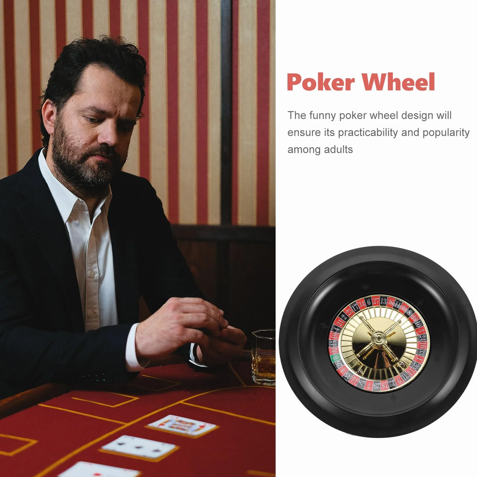 Ruota della roulette da Poker da 10 pollici - Roulette Russa in Plastica Rotante per Giochi di Festa Europea, Vassoio da Gioco, Accessorio