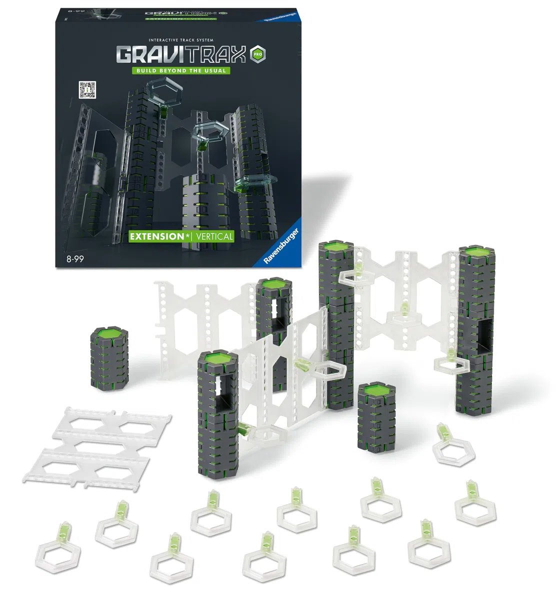 Ravensburger - GraviTrax Pro Extension Vertical: Aumenta l’altezza, Estensione pista biglie 108 pezzi, Gioco STEM 8+ anni e adulti, Non giocabile da solo, Compatibile con tutti i GraviTrax
