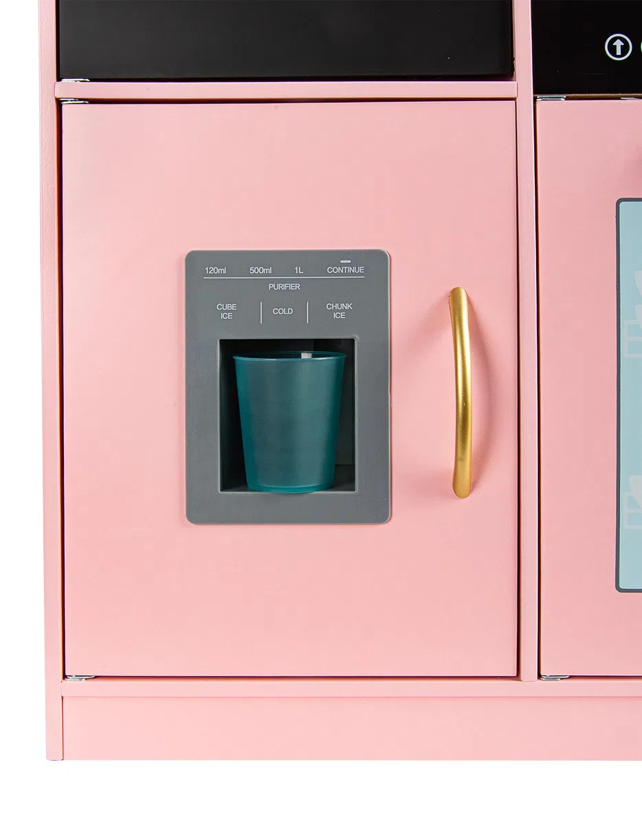 Leomark Cucina in legno per bambini MEMO PINK con tanti funzioni Ideale gioco per avventure culinarie creative per i piccoli chef impara ad preparare primi secondi e dolci Dimensioni 83x24x80 cm.