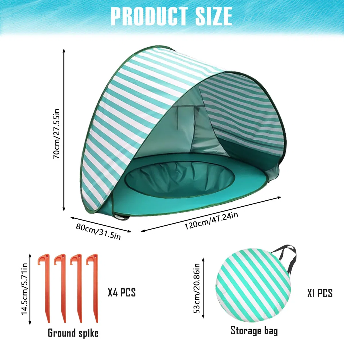 Tenda da spiaggia Baby Pop Up con mini piscina protezione UV portatile per bambini