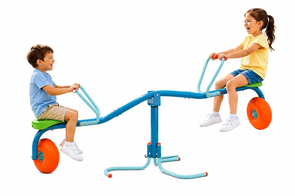 TP Toys Spiro Spin Altalena rimbalzante e Rotante per Bambini dai 3 Anni Piedini Imbottiti Manubrio angolato Ruote in Gomma
