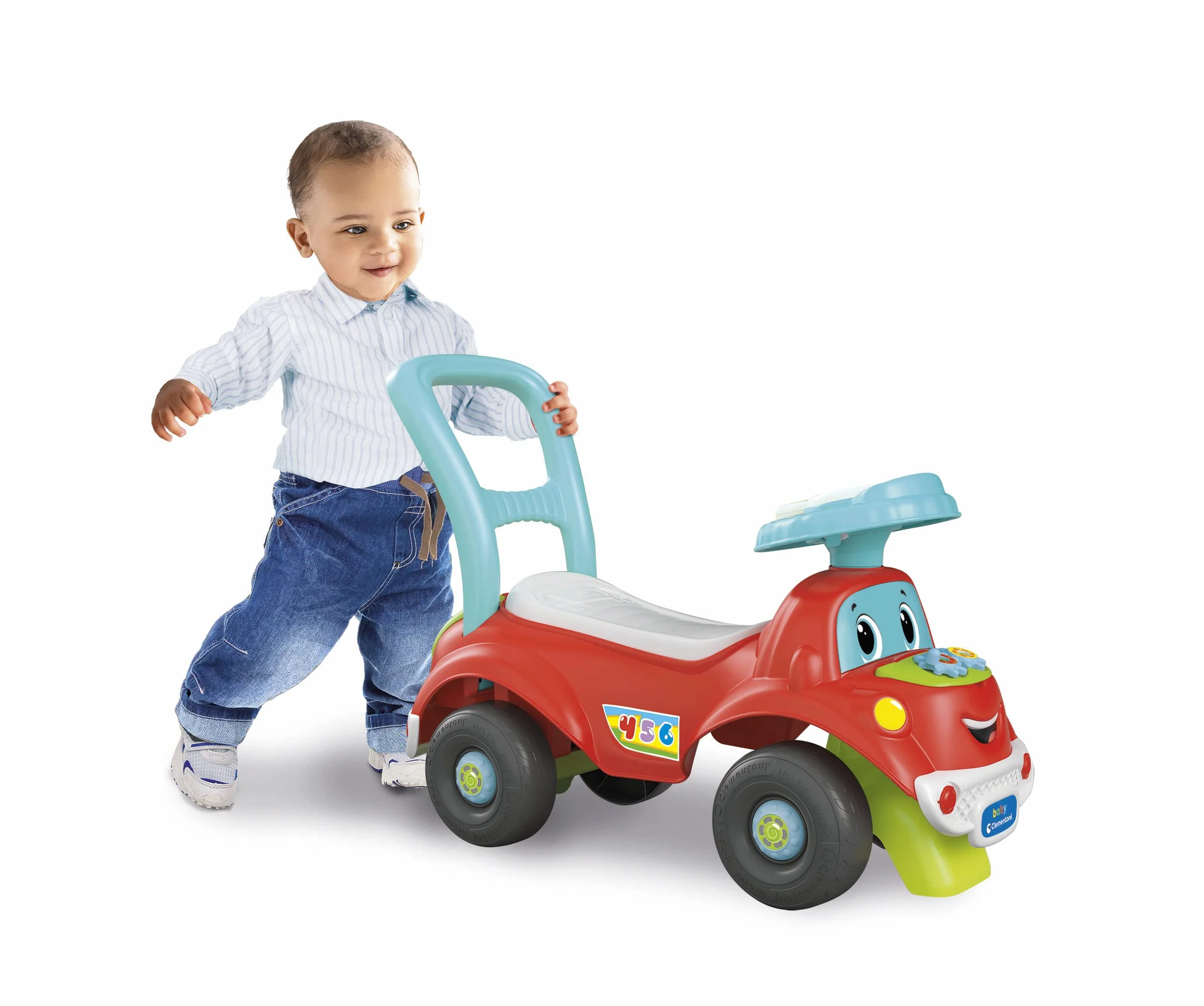 Clementoni Baby Nicolò Go Go 3 in 1, Macchinina Bambino 1 Anno, Gioco Prima Infanzia Primi Passi, Cavalcabile e Centro Attività Italiano e Inglese, Stimola Motilità e Curiosità, Made in Italy, 17747
