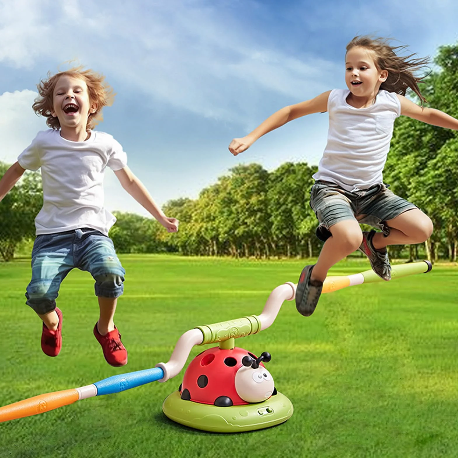 Giocattolo da salto coccinella - Gioco di lancio 'anello per bambini e lanciarazzi interattivo, giocattolo per esercizi di rotazione musicale con telecomando | Cortile Giardino Patio Cortile Casa