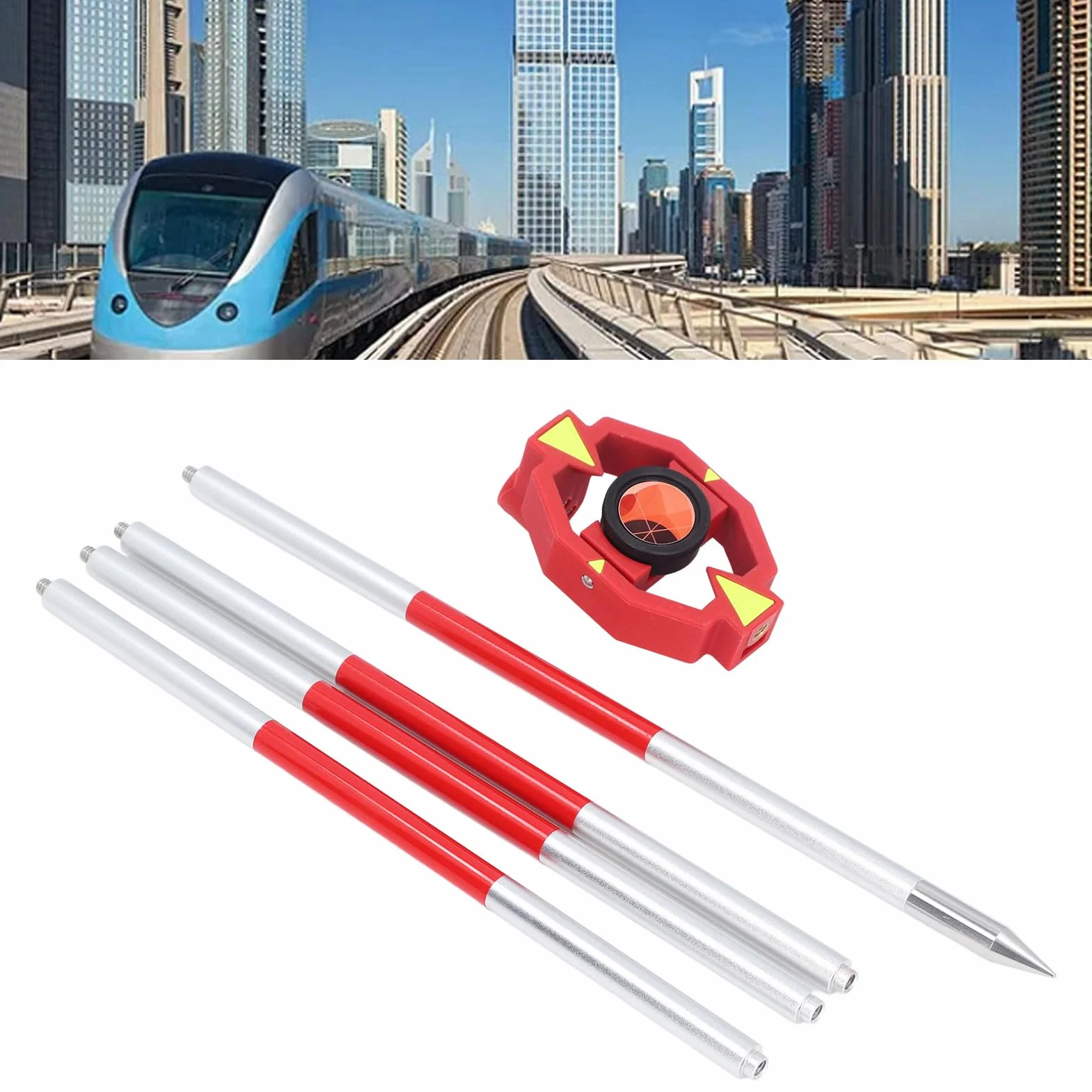 Kit Mini Asta Prisma Diametro Effettivo 25,4 Mm Prisma Topografico Stazione Totale Costante 17,5 Mm per Strumenti di Misurazione