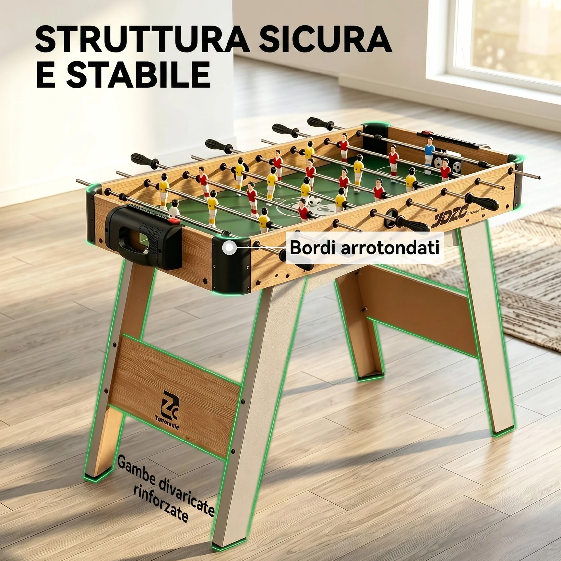 SPORTNOW Calcio Balilla, Biliardino da Casa con 22 Giocatori, 8 Aste, 2 Palline, Segnapunti, Maniglie Antiscivolo, Calcetto Balilla per Famiglia Adulti per Scuola Feste, 109x77x72 cm, Rovere