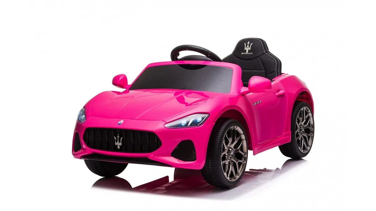 Maserati Gran Cabrio Auto Elettrica Per Bambini 12V 25kg Sedile in Pelle Porte Apribili Doppio Motore Rosa