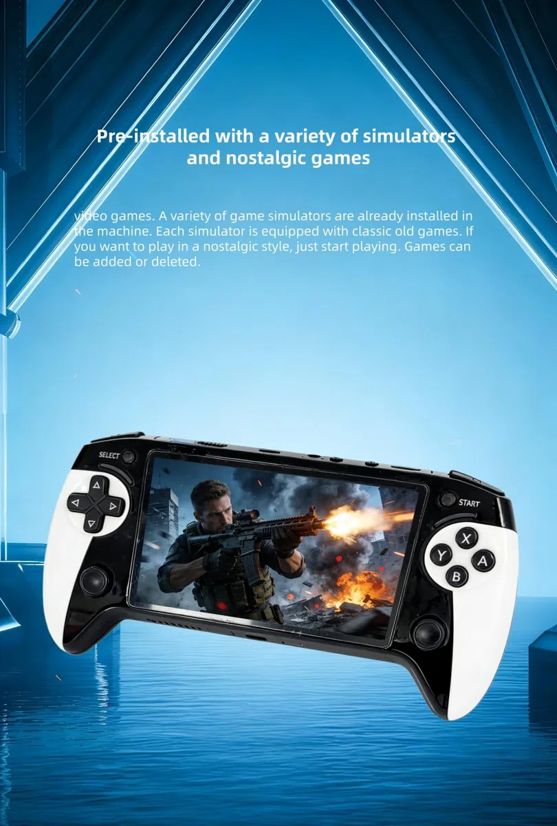 Console portatile YHFITN con schermo da 5,5 pollici, design ergonomico con impugnatura, giochi retrò, uscita TV, supporto per il salvataggio dei progressi di gioco, ricaricabile