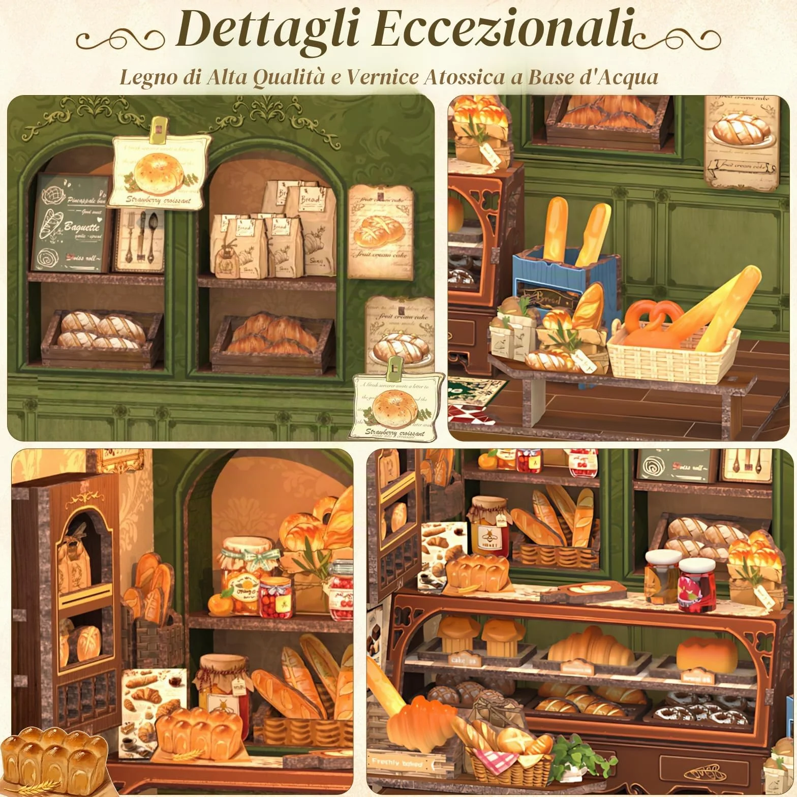 Cutefun DIY Case delle bambole Book Nook Model Kit, Reggilibri Scaffale Inserto Decorazione con Luce LED,Kit di Costruzione di Modellini in Legno per (MRS.HUNT BAKERY)