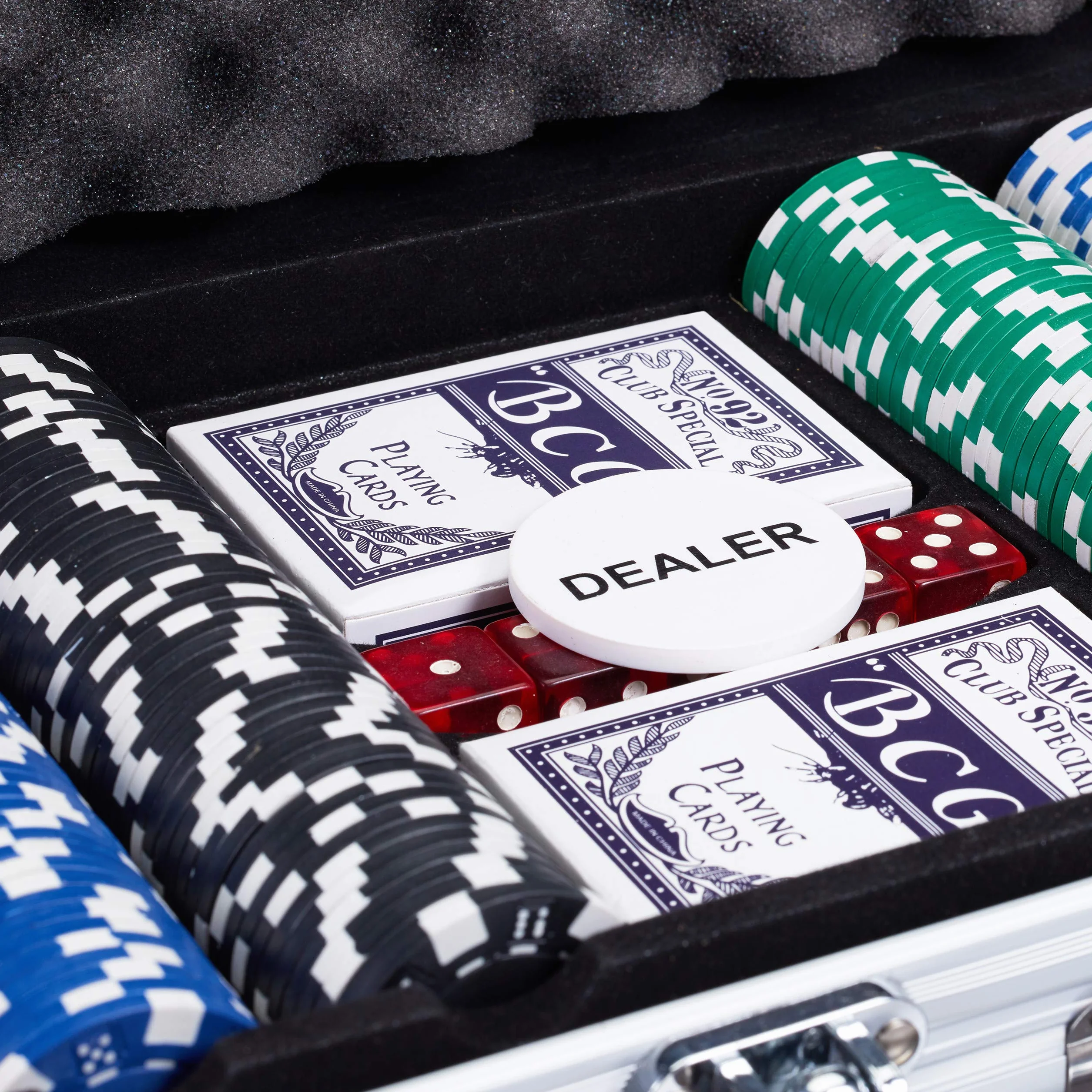 Relaxdays Poker Set 300 Fiche Valigetta Alluminio Argento