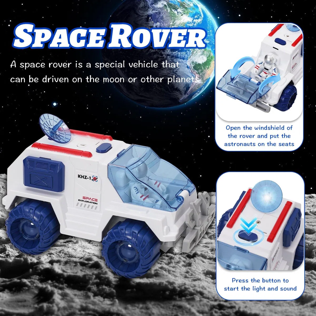 Giocattolo del Razzo Spaziale per Bambini, giocattolo spaziale con effetti di luce e suono, con stazione spaziale, Space Shuttle, Space Rove e astronauti, regalo per bambini