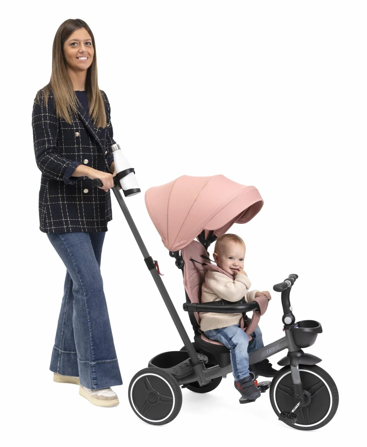 Chicco Triciclo Evolutivo 4 in 1 per Bambini 6 Mesi - 5 Anni, Sedile Reversibile, Manico Telescopico e Chiusura Compatta, Triciclo Pieghevole con Tettoia Parasole e Freno Centralizzato