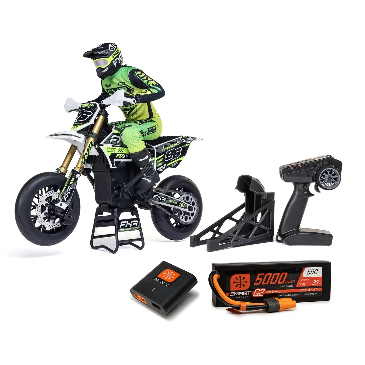 LOSI 1/4 Promoto-SM FXR Supermoto Moto telecomandata RTR con volano Stabi Ammortizzatore 3 modalità di guida senza spazzole trasmissione a catena frizione inclusa batteria e caricatore