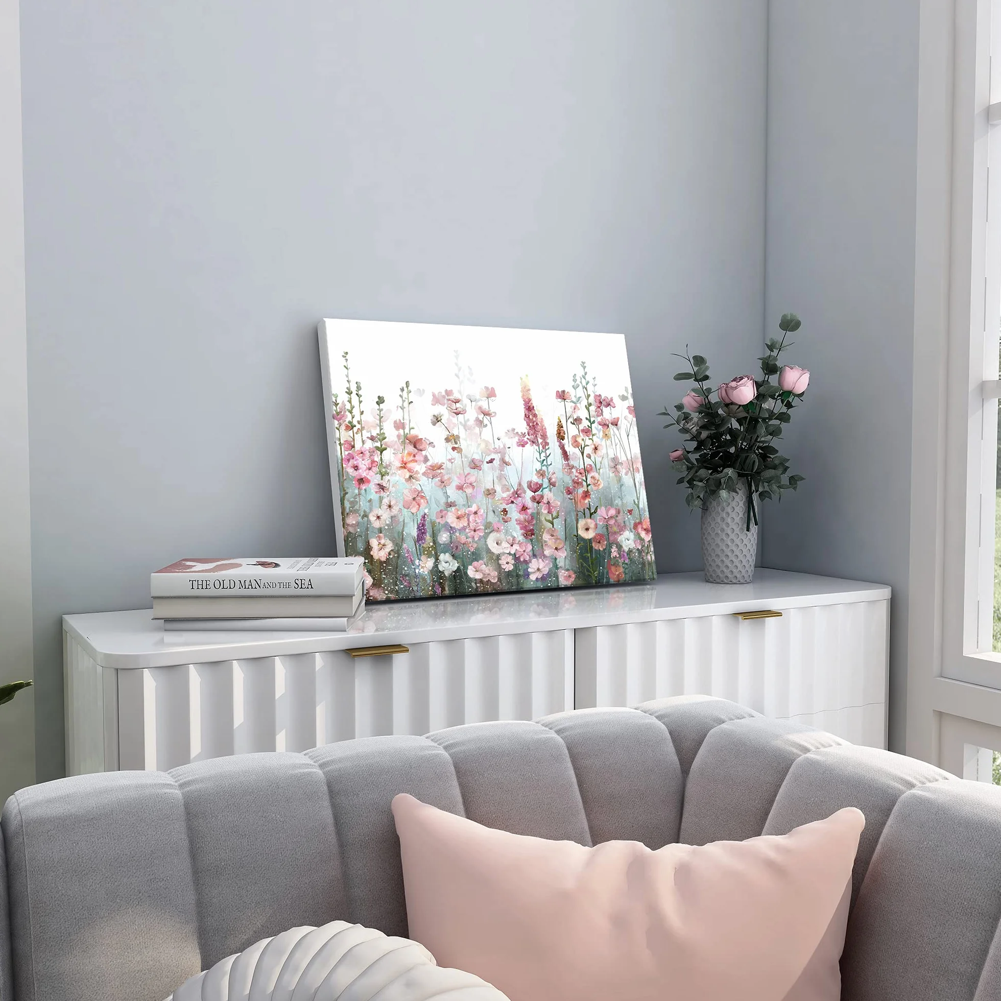SUMGAR Dipingere con i Numeri Adulti Bambini Fiori, Kit per Dipingi con i Numeri, di Pittura Acrilica Fai-da-Te per su Tela con Pennelli, Paint by Numbers 40 x 50 cm (con Cornice)