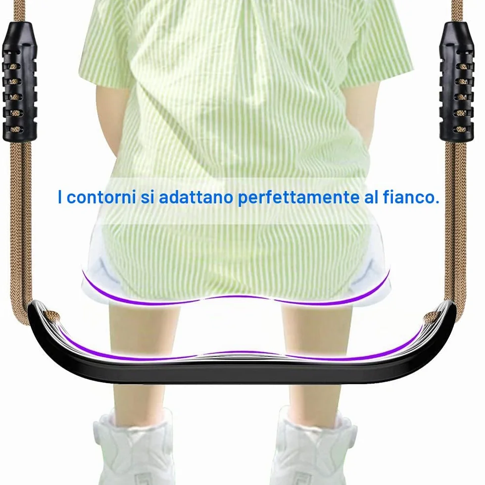 SELEWARE Seggiolino per Altalena in Plastica, Altalena Antiscivolo con Corda Regolabile e 2 Moschettoni, Accessorio per Altalena da Parco Giochi per Bambini Cortile Esterno, Nero