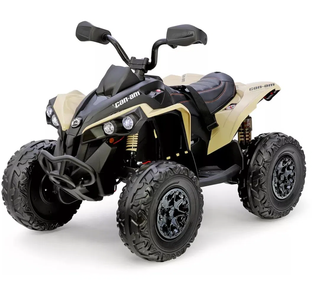 FINOOS Quad Electric Bambini 24V, Can-am Renegade, Auto Elettrica Bambini 4x4, Luci LED, 24V, Motori 4 x 200W Batteria: 24V 7Ah, Ruote morbide in Eva (Kaki)